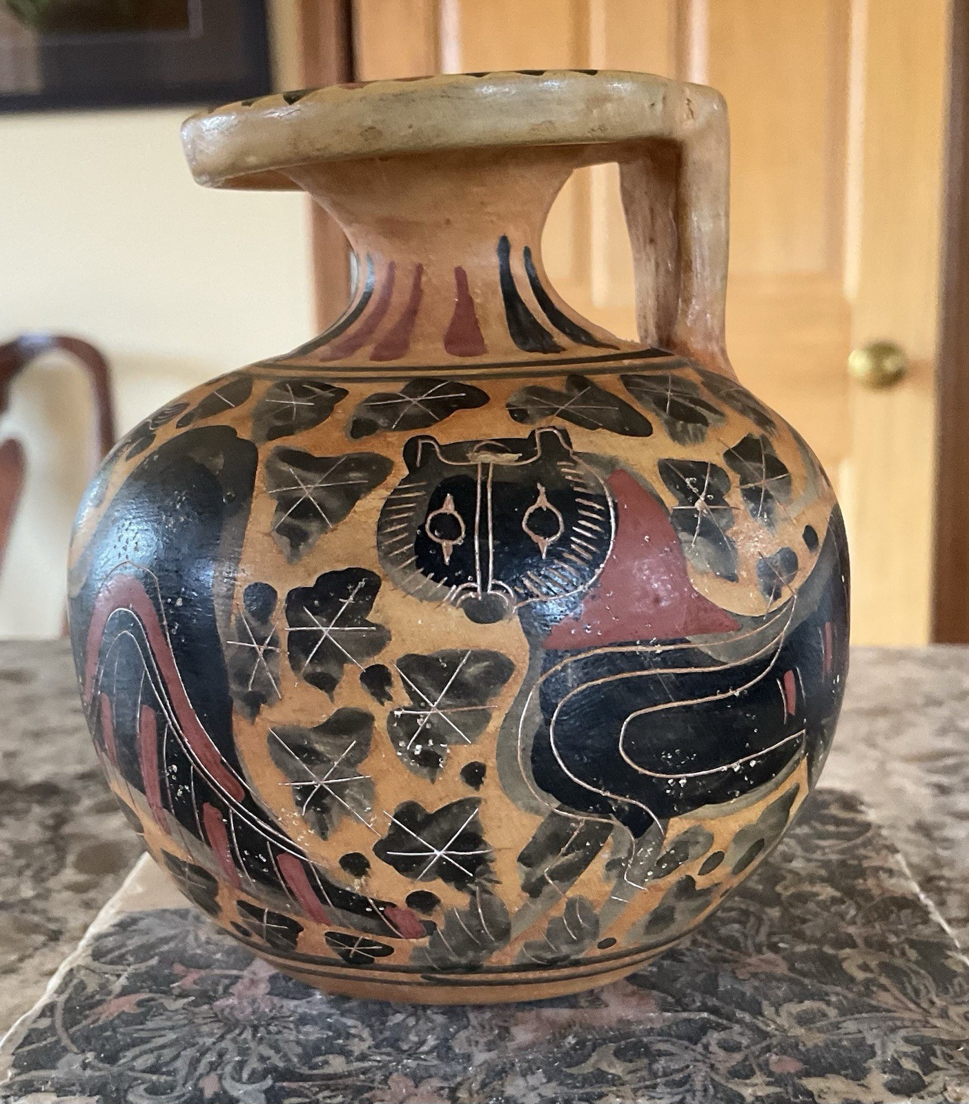 Grecian Corinthian Aryballos Museum Reproduction Ancient Greek Vessel