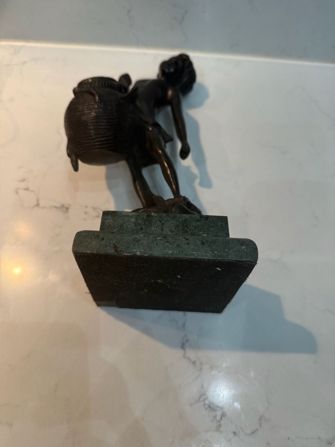 Pair of Antique Suzanne Bizard Style Bronze Figural Sculptures of Girls with Bas