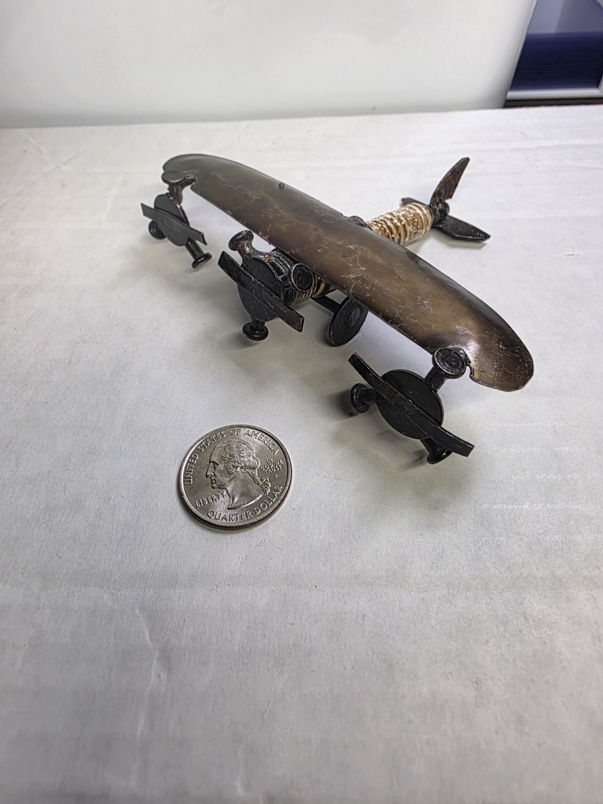 Handmade Metal Vintage Airplane Assemblage Automobilia Spark Plug Art