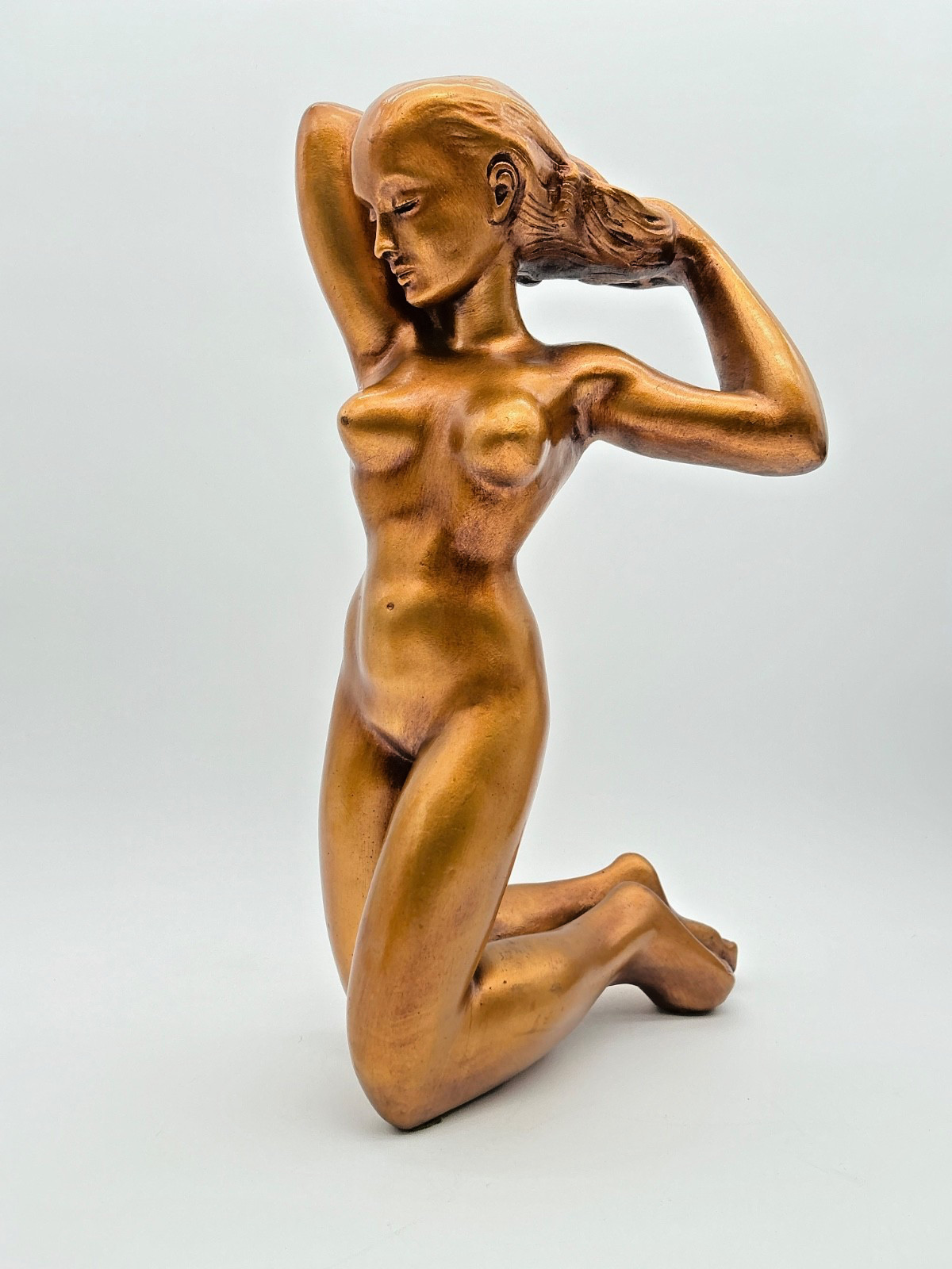 Art Deco Nude Bronze Color Finish Cast Resin Figurine