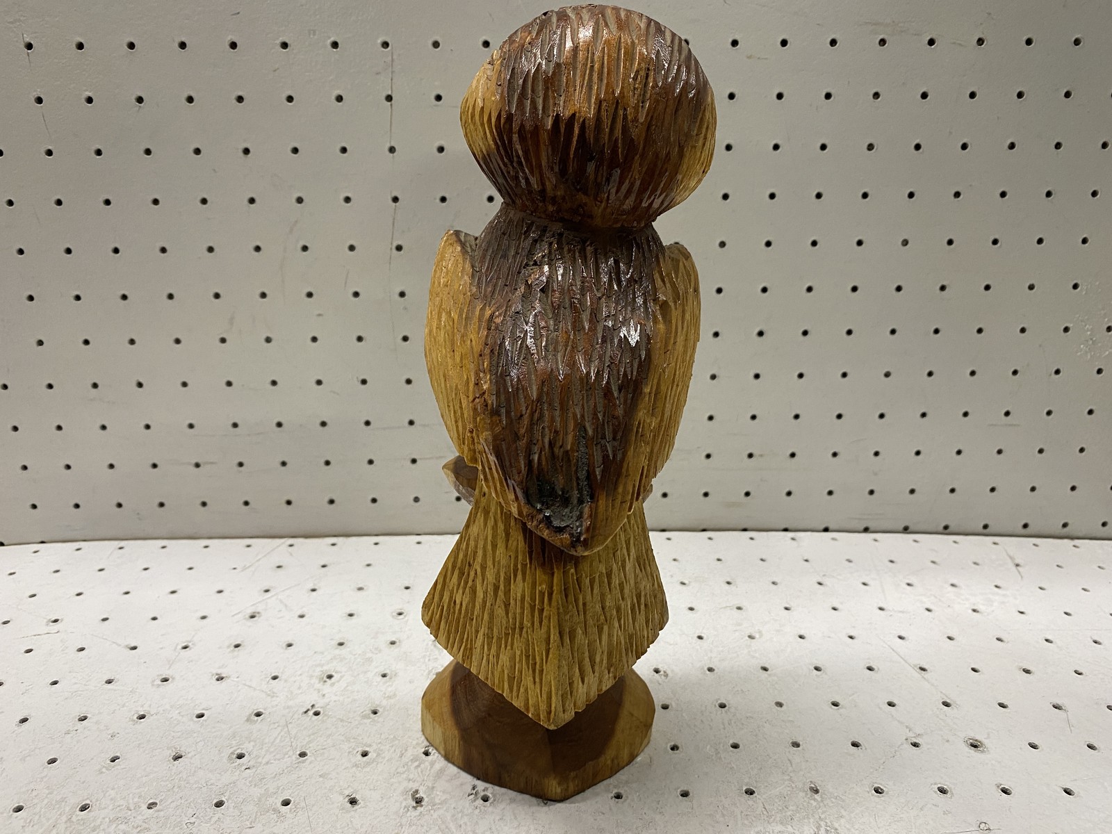 Hand Carved Wooden Owl Figurine Rustic Folk Art Sculpture Home Decor Vintage