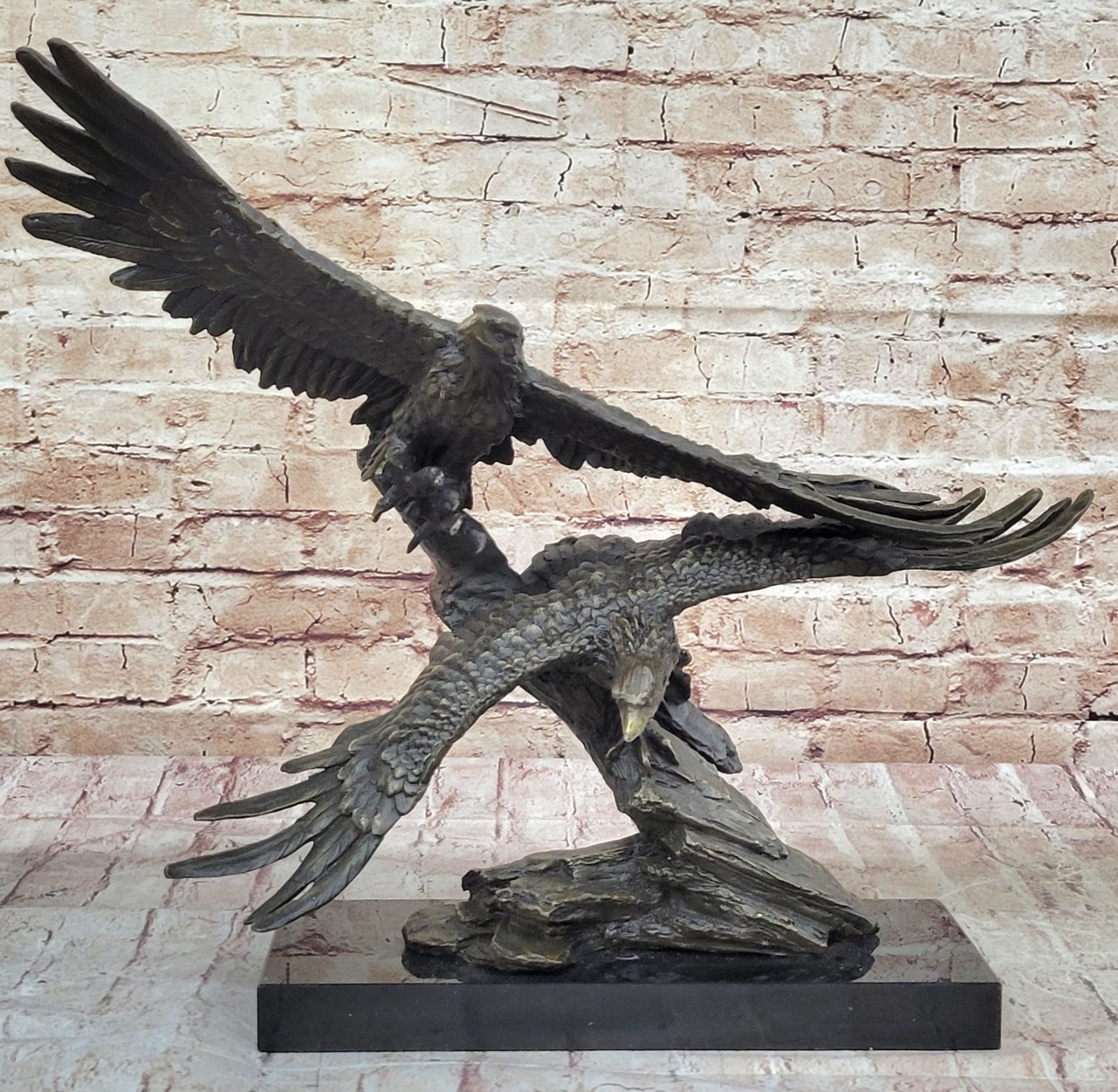 Large Bronze Of Two Eagles Fighting in Air Hot Cast Indoor/ Outdoor Sculpture NR