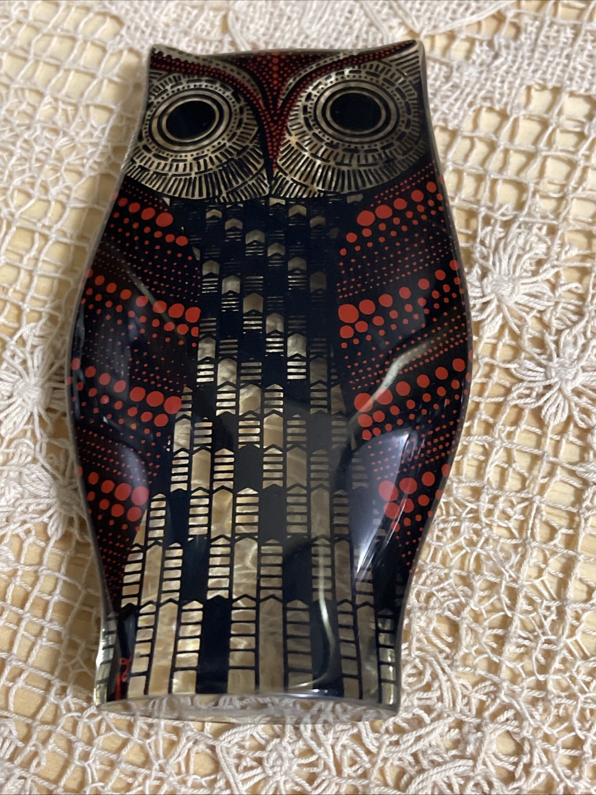 Abraham Palatnik Brazil MCM Lucite Acrylic Large 3.6&Prime; Owl Optical Art Sculpture