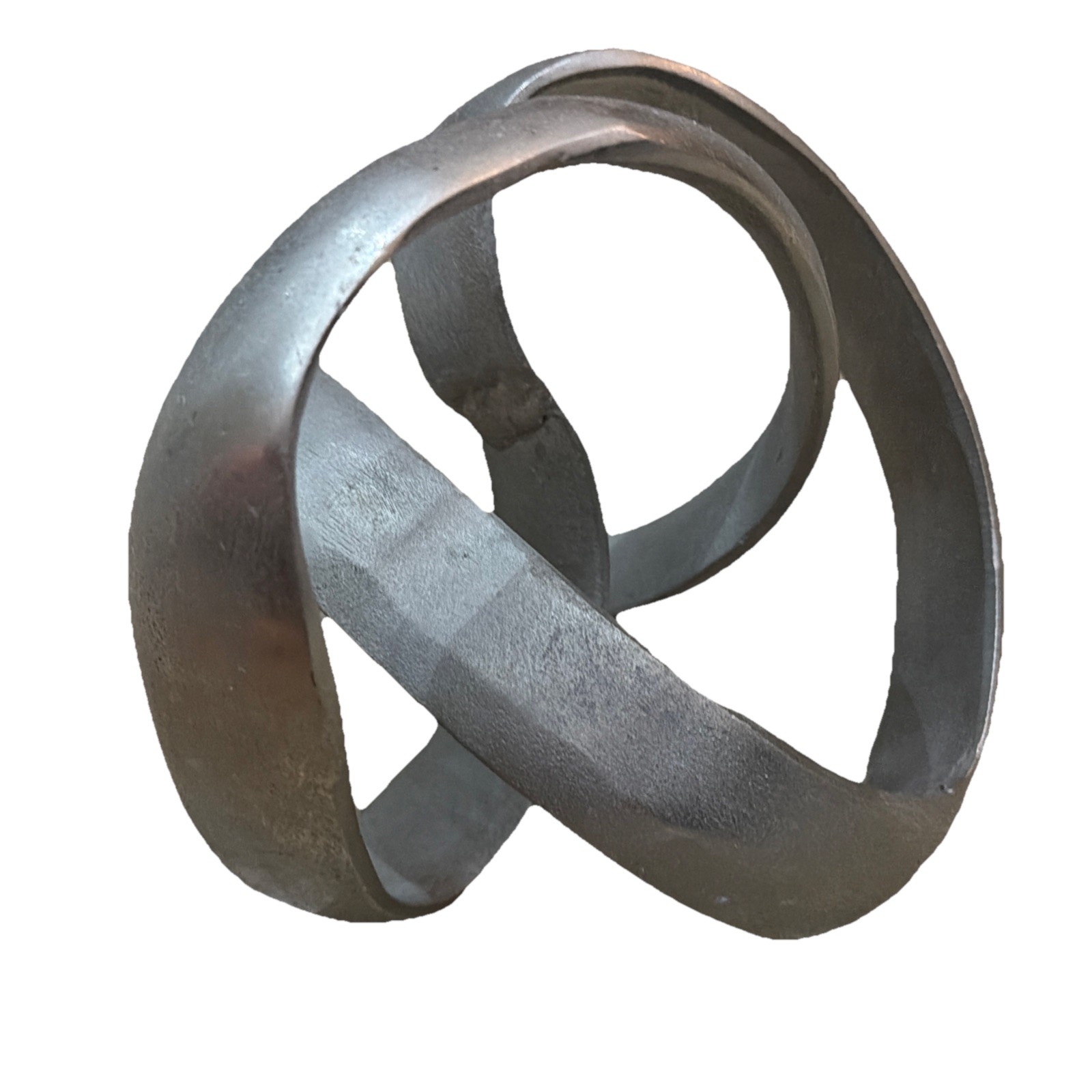 Vintage Contemporary Handcrafted Silver Metal Spiral Art Sculpture 7.5”x 8”
