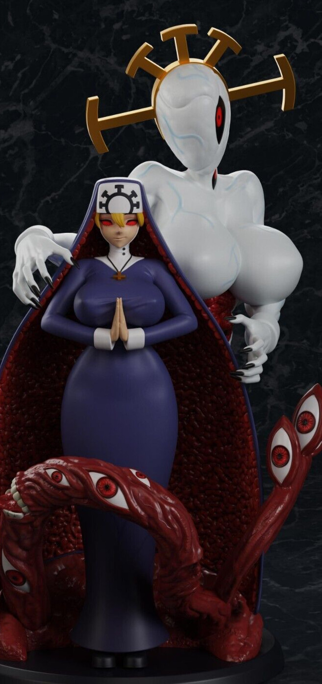 Anime Waifu Nun Double Unpainted Resin Print Art Model Figure 50mm 100mm Monster