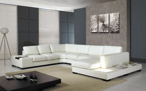 Modern Abstract Metal Wall Sculpture Art Contemporary Painting Home Decor Silver