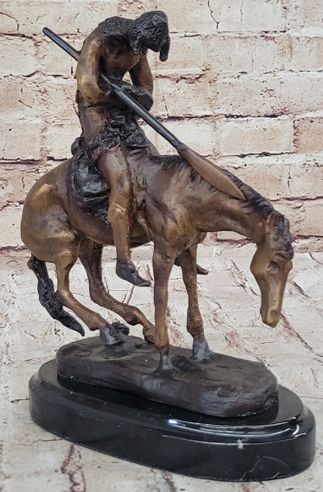 END OF THE TRAIL Statue Western Native American Indian Figure Bronze Art Gift