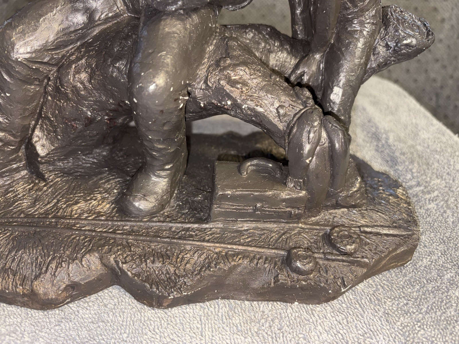 Michael Garman Bronze Tone Fishin’ Hole Fishing Figurine Sculpture #055 USA VTG