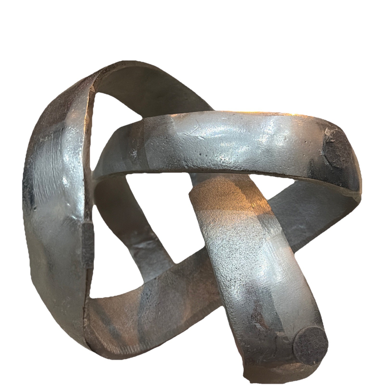 Vintage Contemporary Handcrafted Silver Metal Spiral Art Sculpture 7.5”x 8”