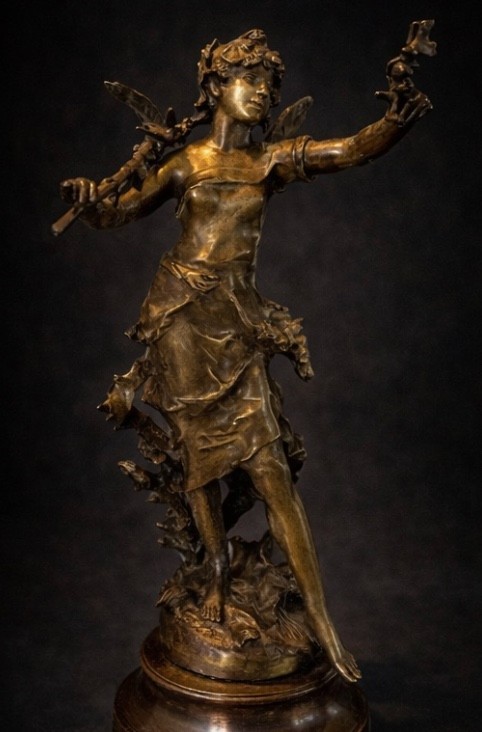 Nymphe des Bois – French Art Nouveau Bronze by L. Moreau