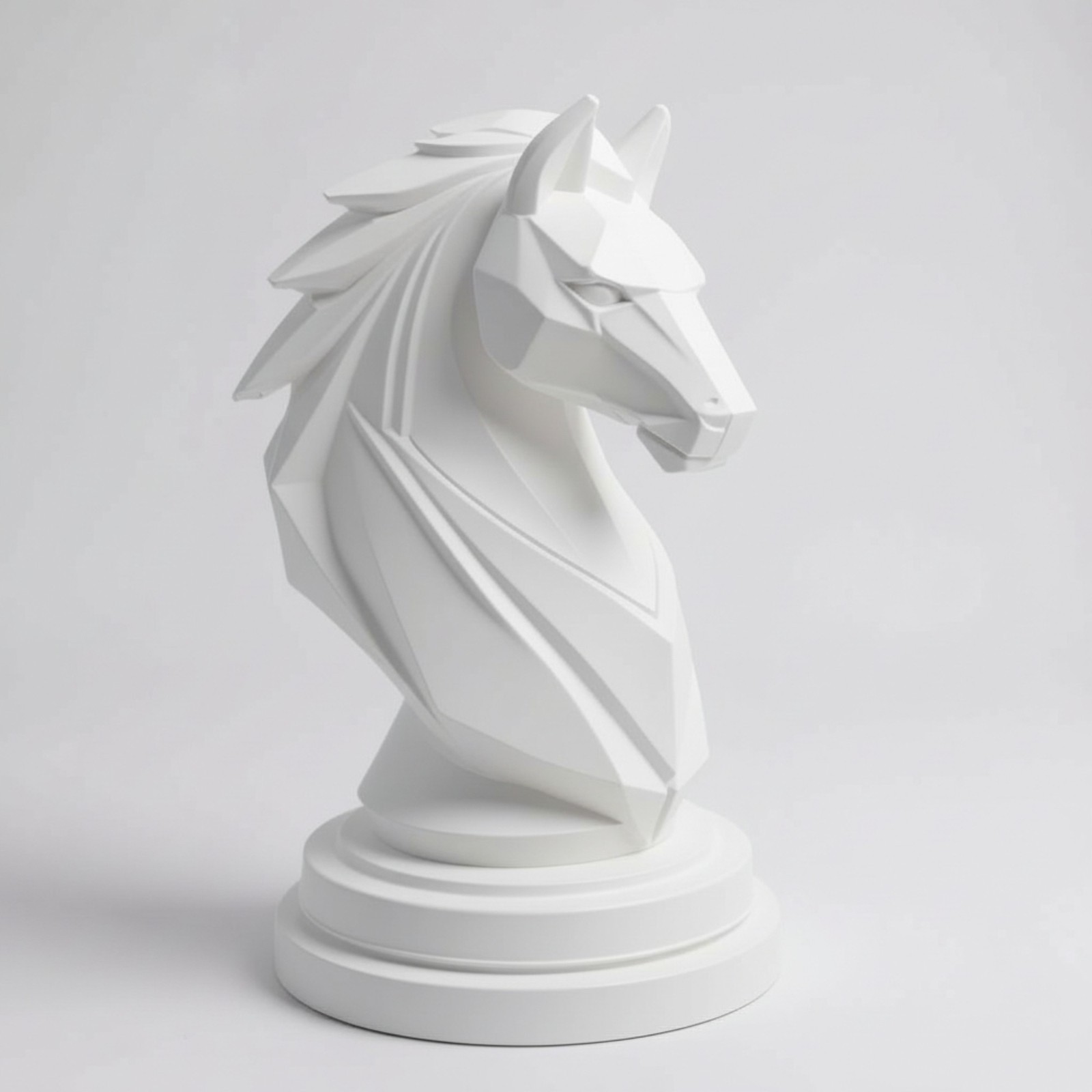 Modern Horse Chess Piece Sculpture – 12” Knight Decor – Black, White or Red.