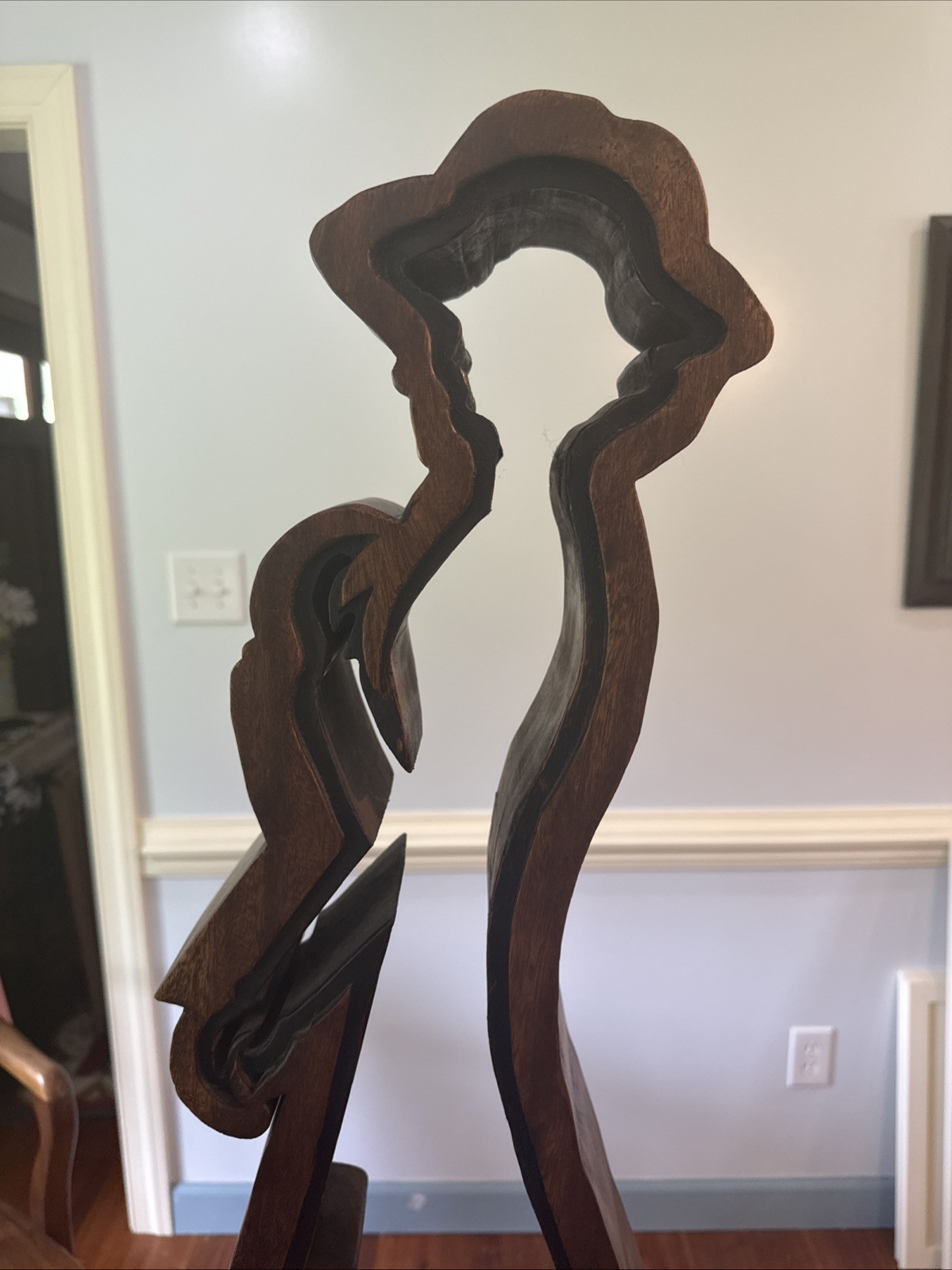 Antique Handmade Wood Female Woman Silhouette Primitive Sculpture Free Standing