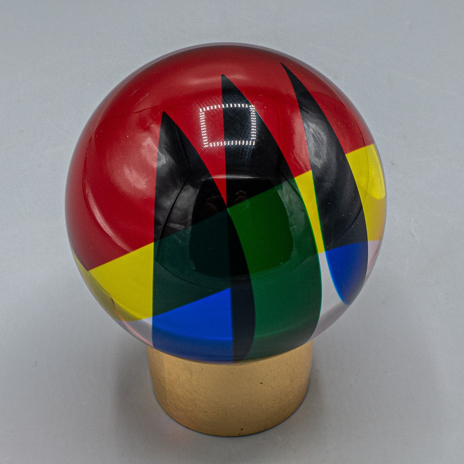 Vasa Mihich Optical Art Sculpture Acrylic Sphere 3 1/2&Prime; Signed & Dated 2010