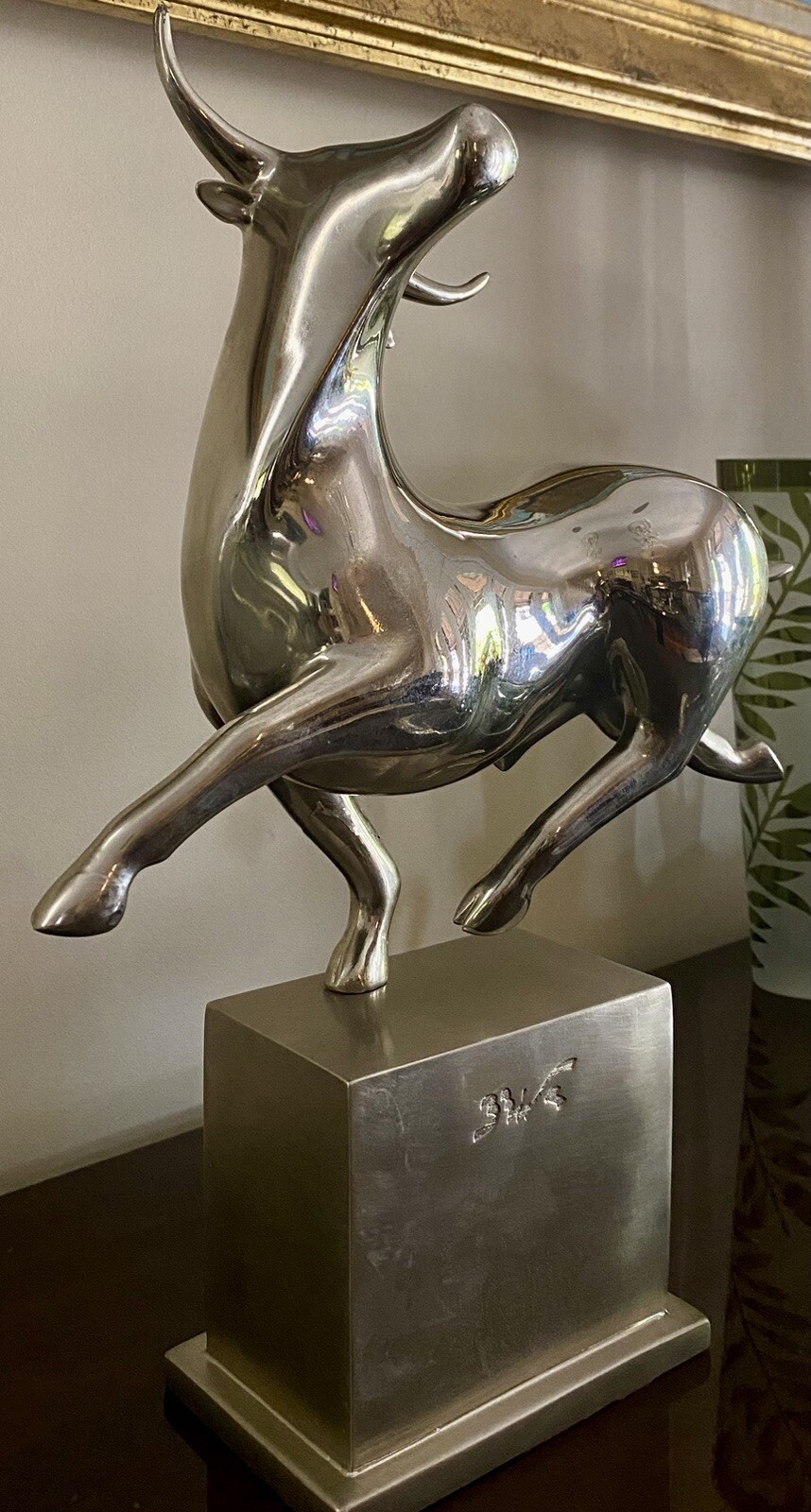 BEAUTIFUL BULL SCULPTURE – Bernard Rives OLÉ OLÉ CHROME COAT (Signed, MP abt 2K)