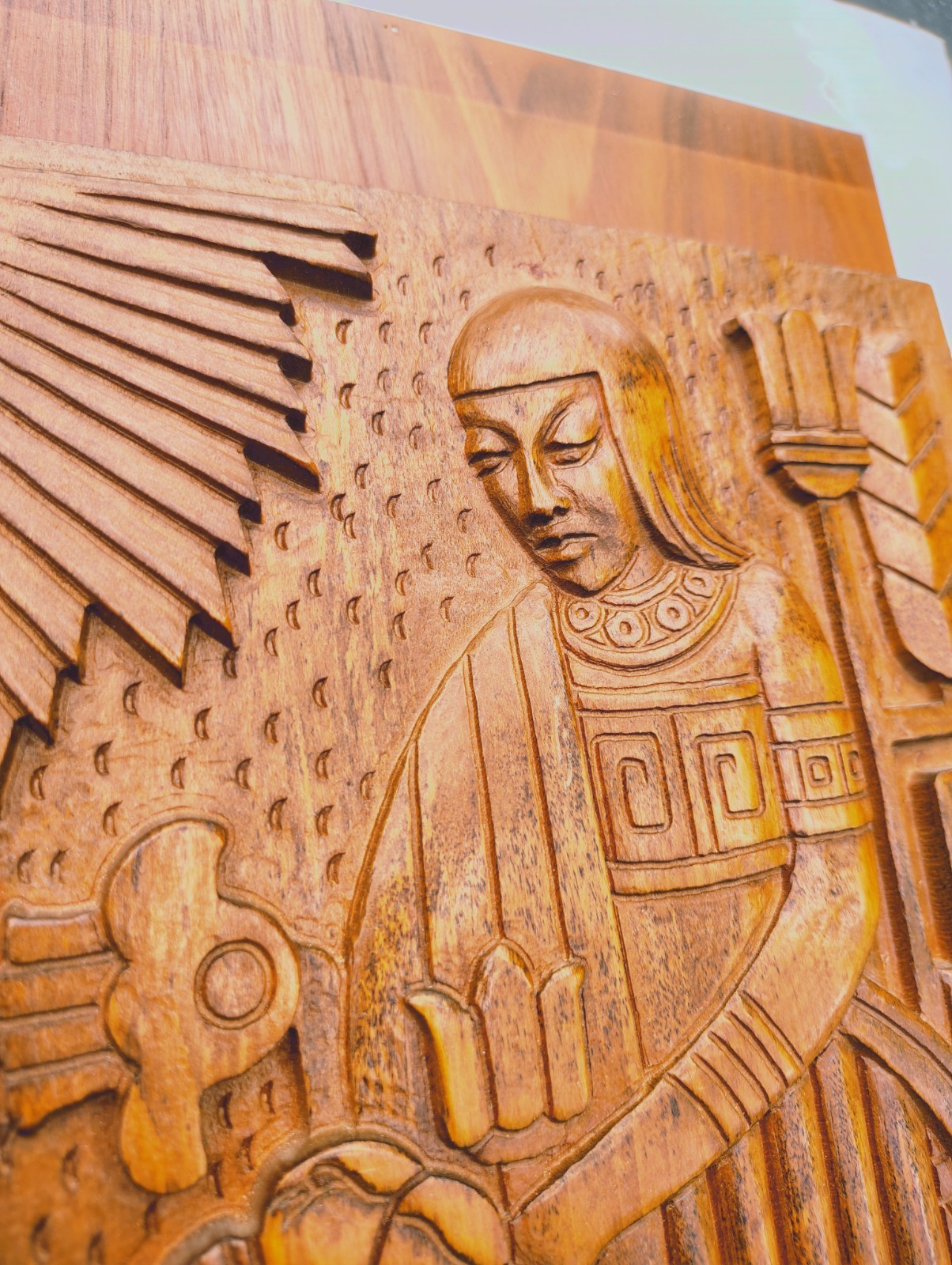 Jacques Schnier Carved Mayan Deco Sculptures Relief Vintage Pair