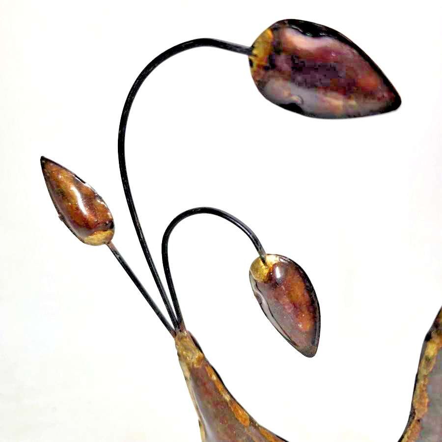 Handmade Abstract Metal Bird Sculpture Statue Brown 14&Prime; In Folk Whimsical Art