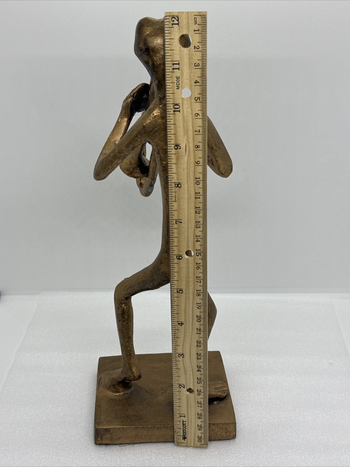 Vintage Brass Frog Playing The Trombone Art Sculpture Statue 12” Made In India