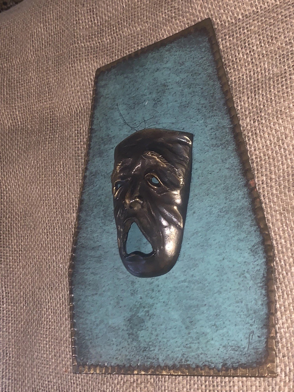 VTG Mouth Of Truth Face Brass Mask Sculpture (3.25×4.5) 7.75”W 9.75”T Tragedy