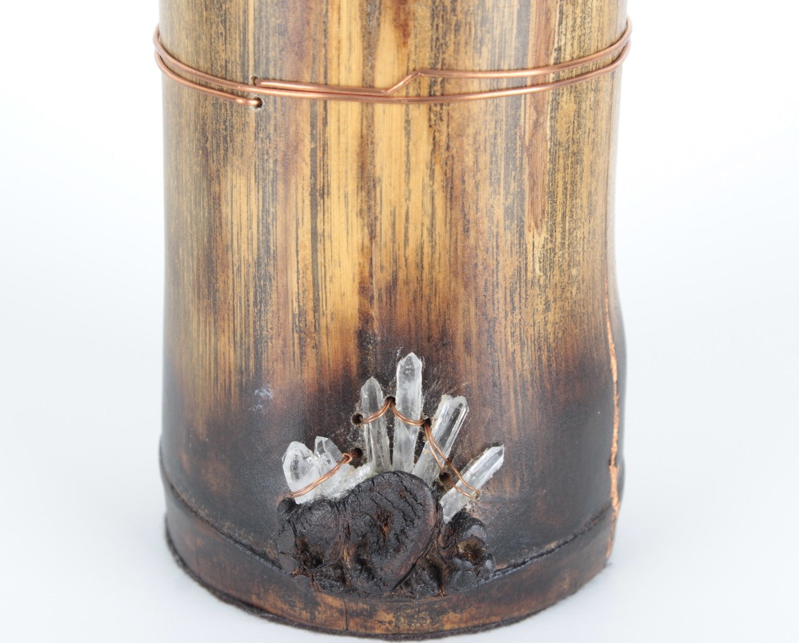 Handcrafted Quartz Crystals « From the Crystal Forest » Bamboo Sculptural Vessel