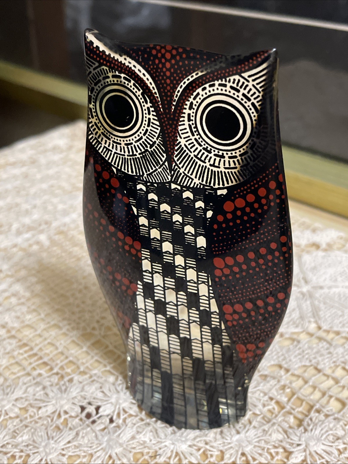 Abraham Palatnik Brazil MCM Lucite Acrylic Large 3.6&Prime; Owl Optical Art Sculpture