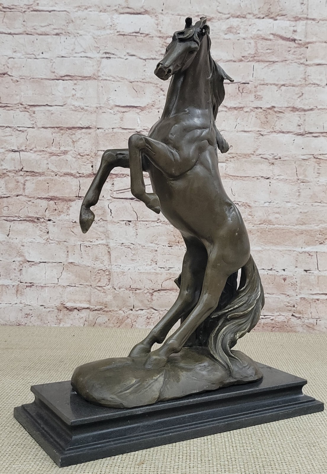 Abstract Art Sculpture Bronze Copper Marble Horse Rearing Mars Statue Figurine