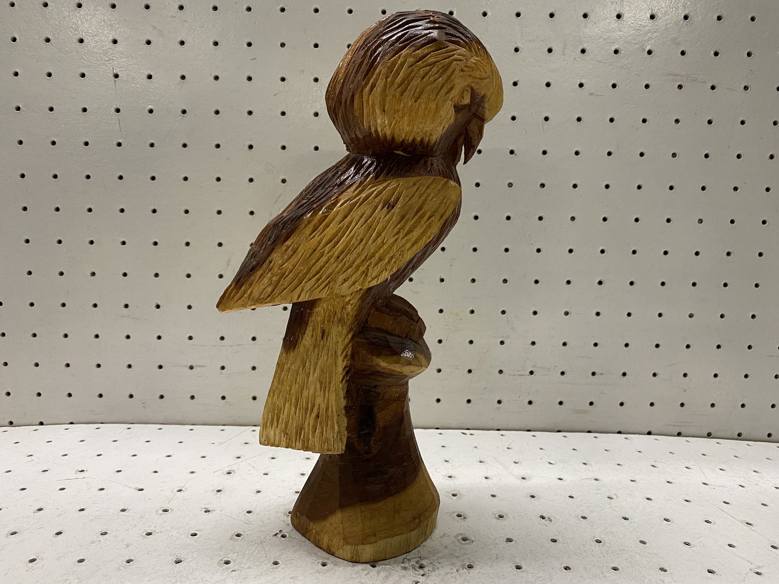 Hand Carved Wooden Owl Figurine Rustic Folk Art Sculpture Home Decor Vintage