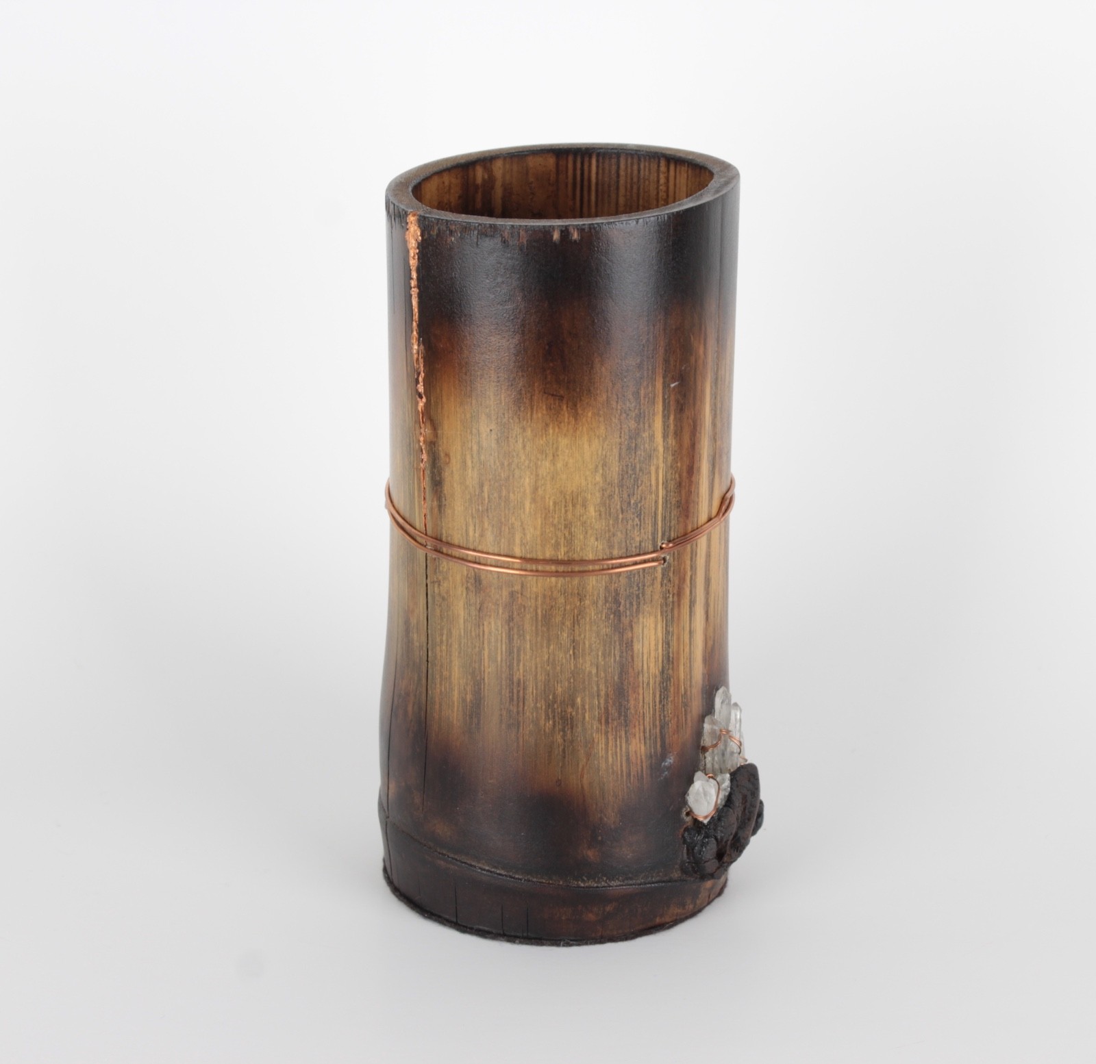 Handcrafted Quartz Crystals « From the Crystal Forest » Bamboo Sculptural Vessel