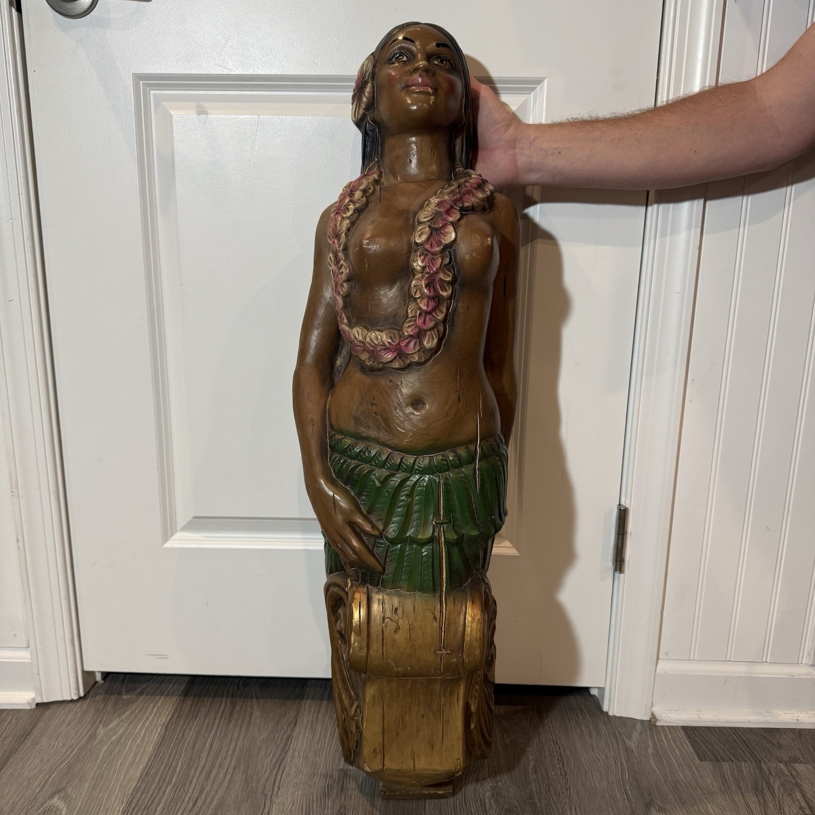 Vintage Alfco NY Polynesian Maiden Ship Figurehead Hawaiian Nautical Statue Bust