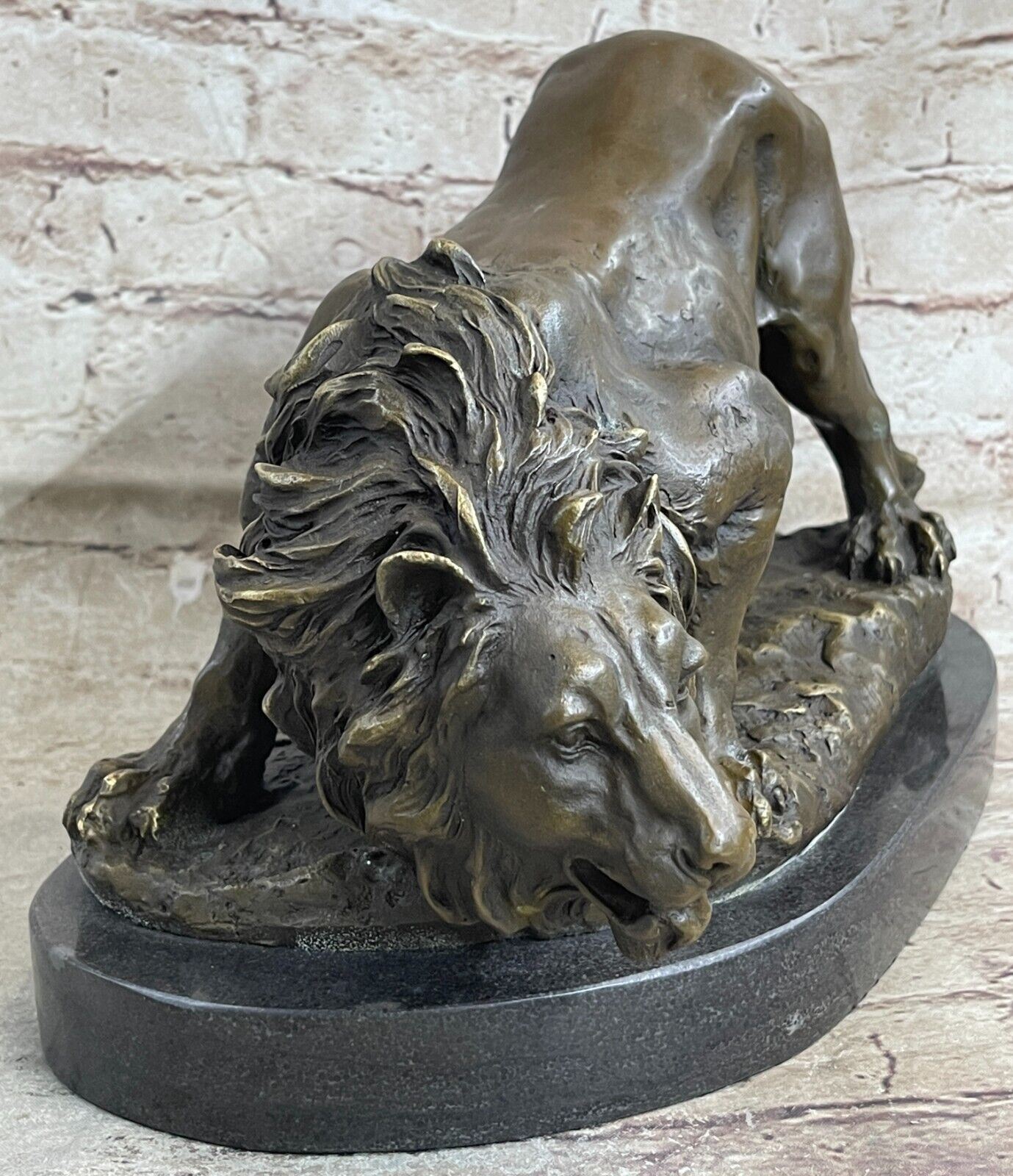 ANIMALIER LOUIS VIDAL 1850-1899 STRIDING LION FRENCH BRONZE (BARYE) MASTERPIECE