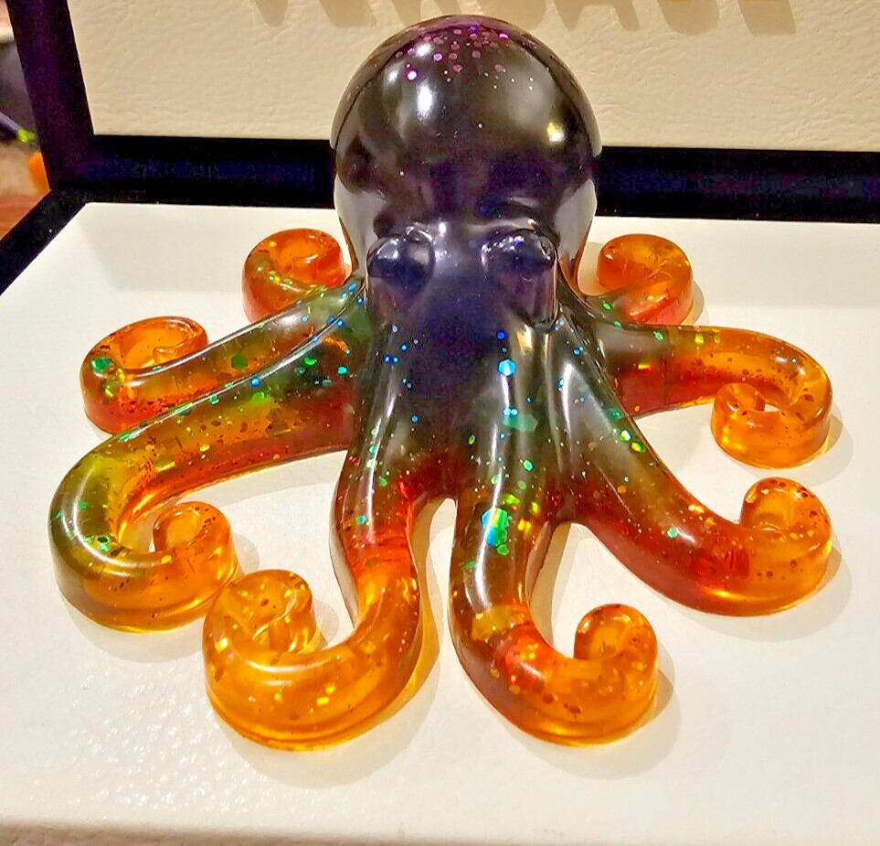 Decorative Octopus Handmade with Epoxy Resin, Multiple Colors. OOAK. Super cute!