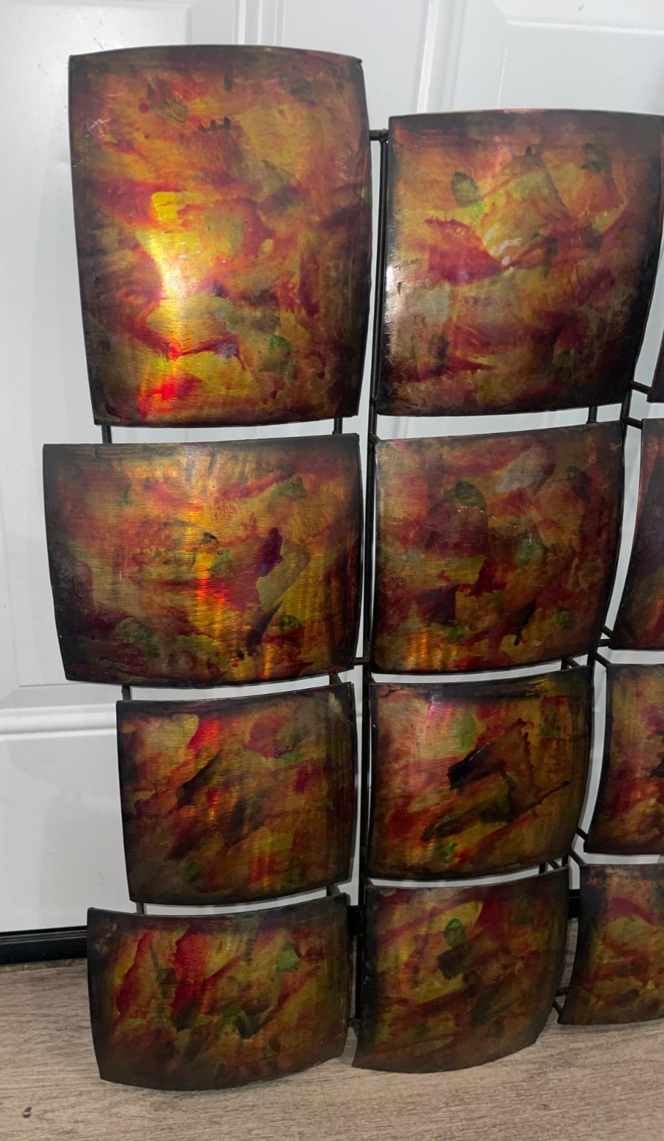 VINTAGE PIER 1 METAL TIN ABSTRACT WALL ART 12 PANEL