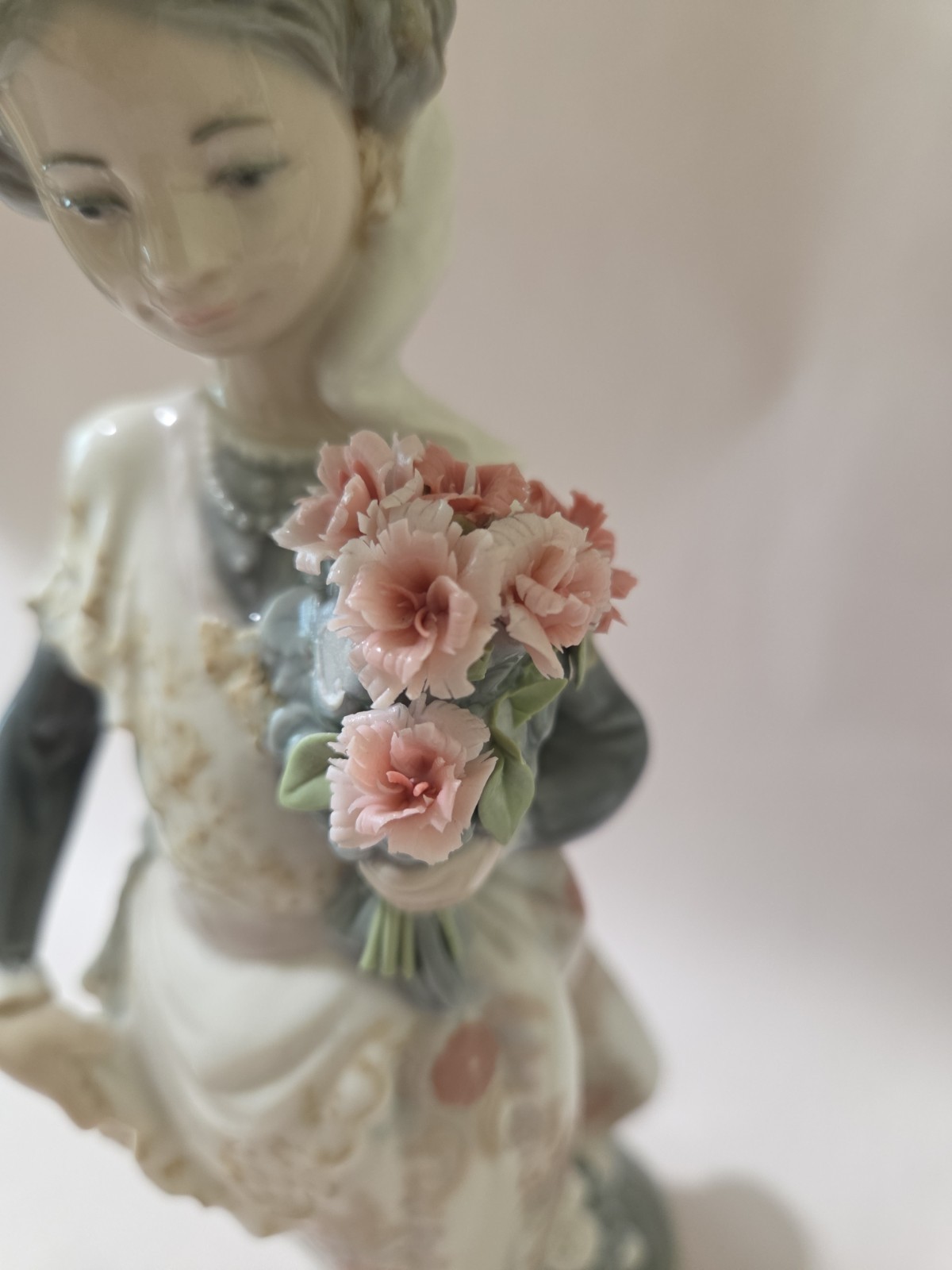 Lot Of 2 Lladro Figurines Girls Flowers Made In Spain Some Chips READ