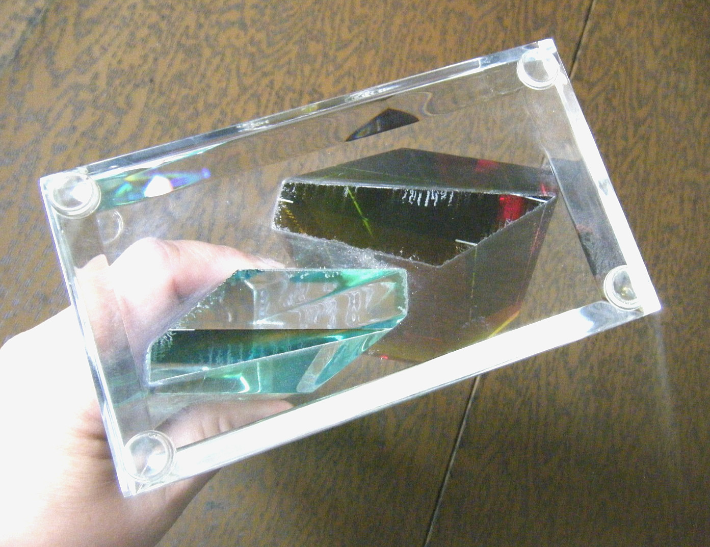 Vintage 90s Shlomi Haziza Color Acrylic Lucite Modern Prism Abstract Sculpture