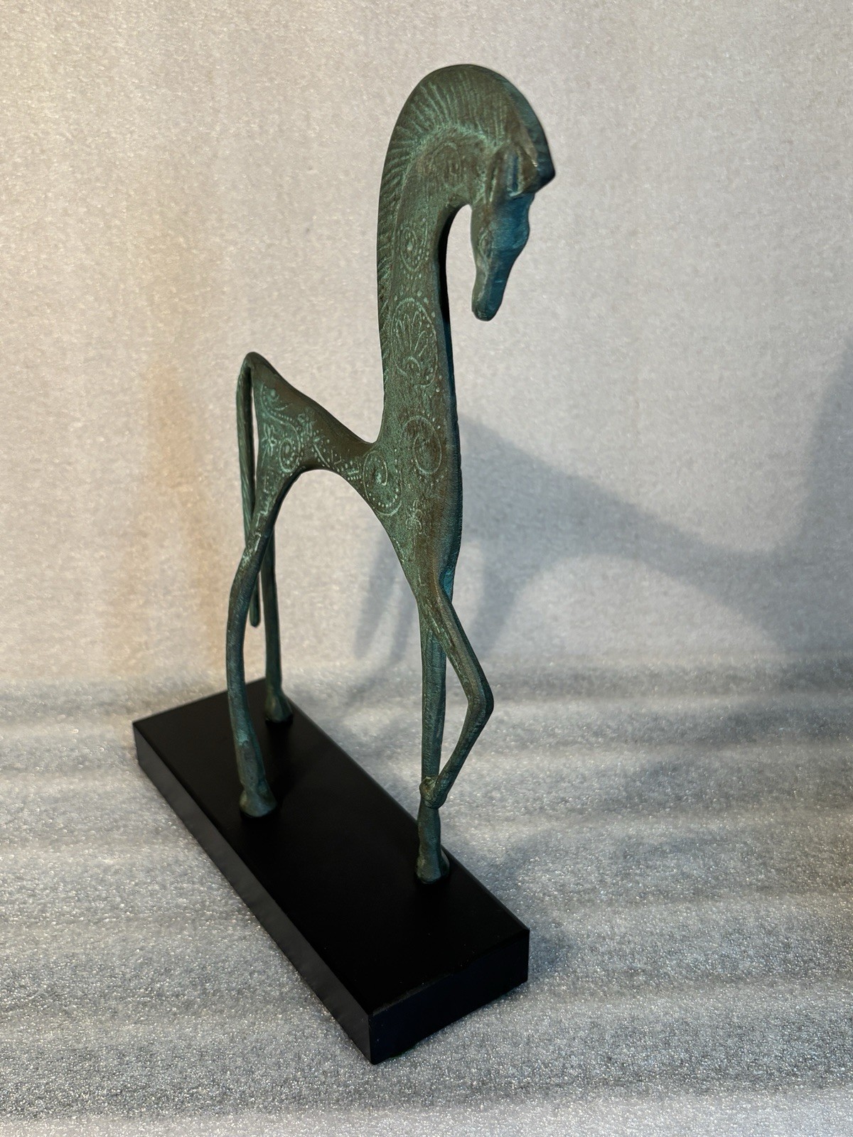 1960’s MCM Bronze Etruscan Art Sculpture Francesco Simoncini Italy Granite Base
