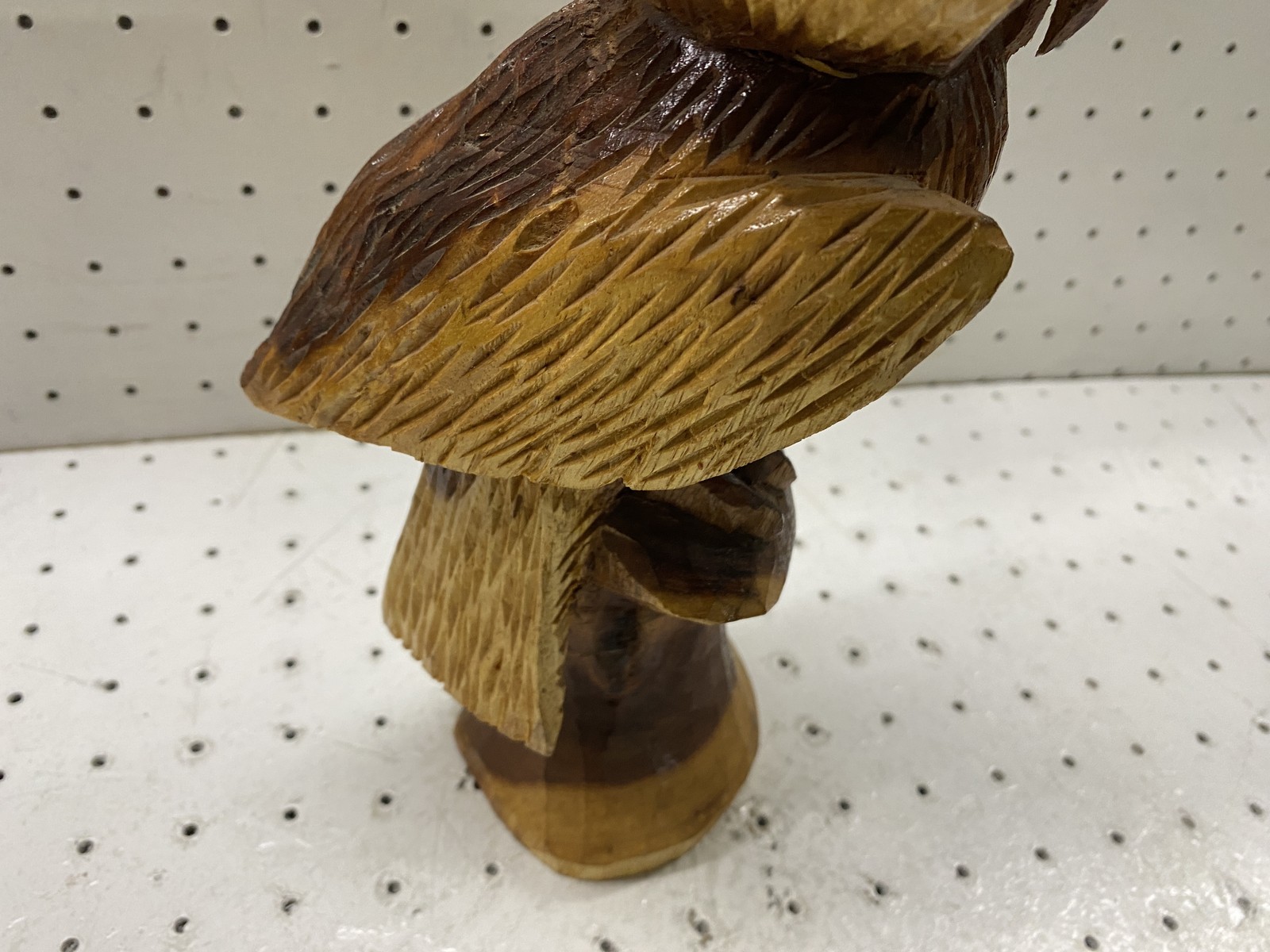 Hand Carved Wooden Owl Figurine Rustic Folk Art Sculpture Home Decor Vintage