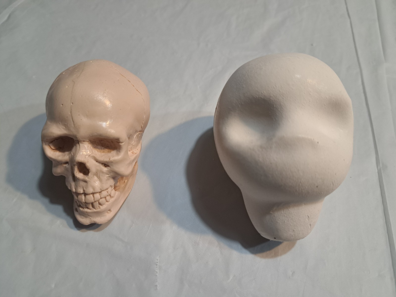 Handmade Clay Figure Head Small Skeleton, Alien