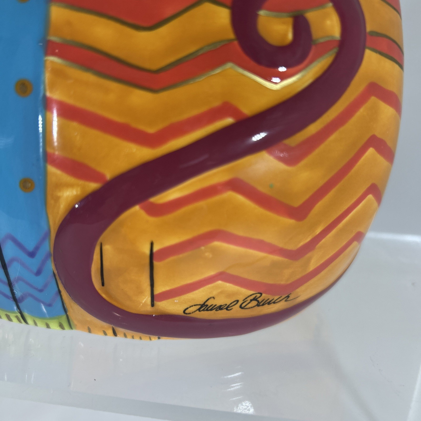 Vtg Laurel Burch Rainbow Cats Sculpture Feline Kitty Trio Hand Painted Signed