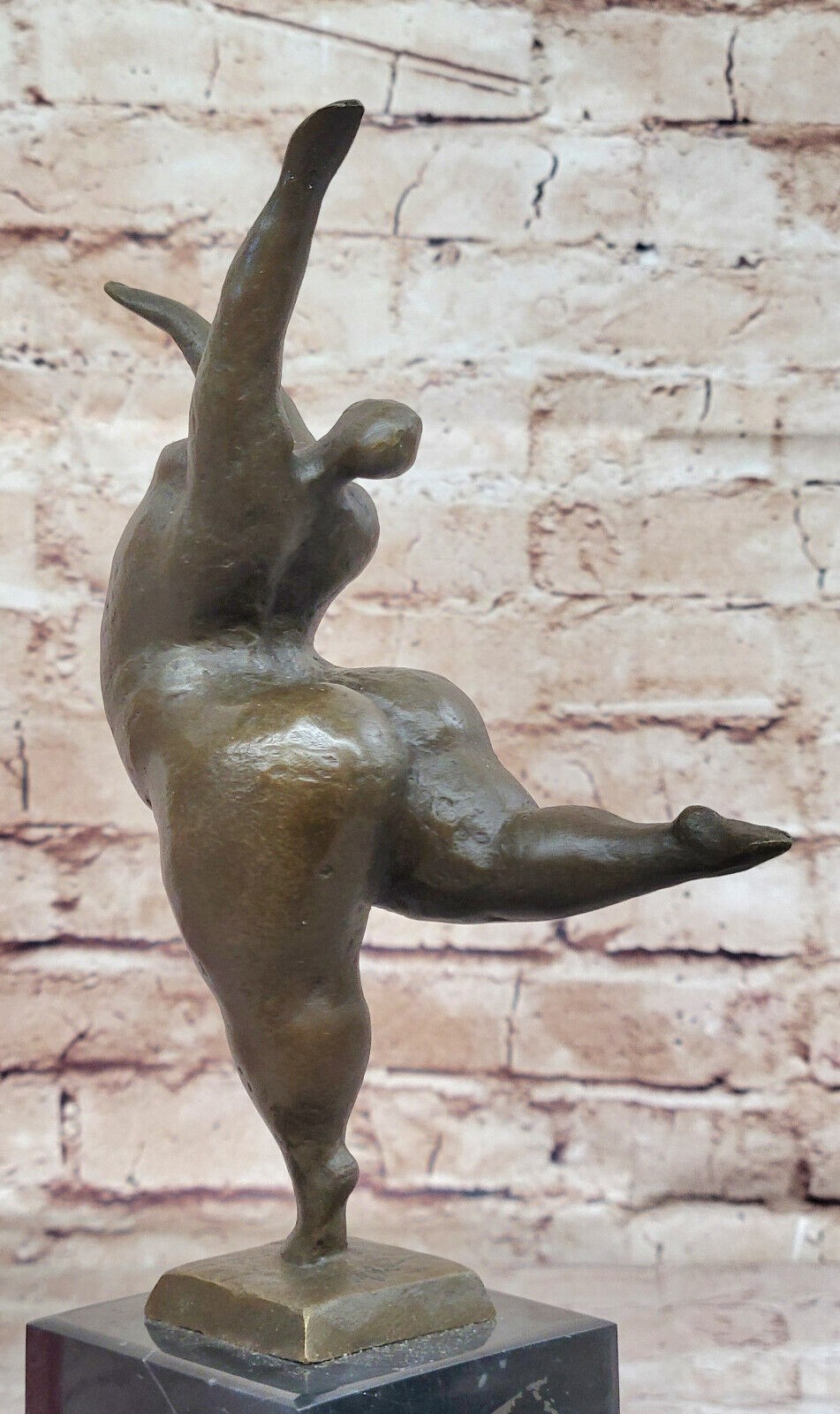 VINTAGE ABSTRACT MODERN ART CAST BRONZE STATUE MARBLE BASE FIGURINE FIGURE DECOR
