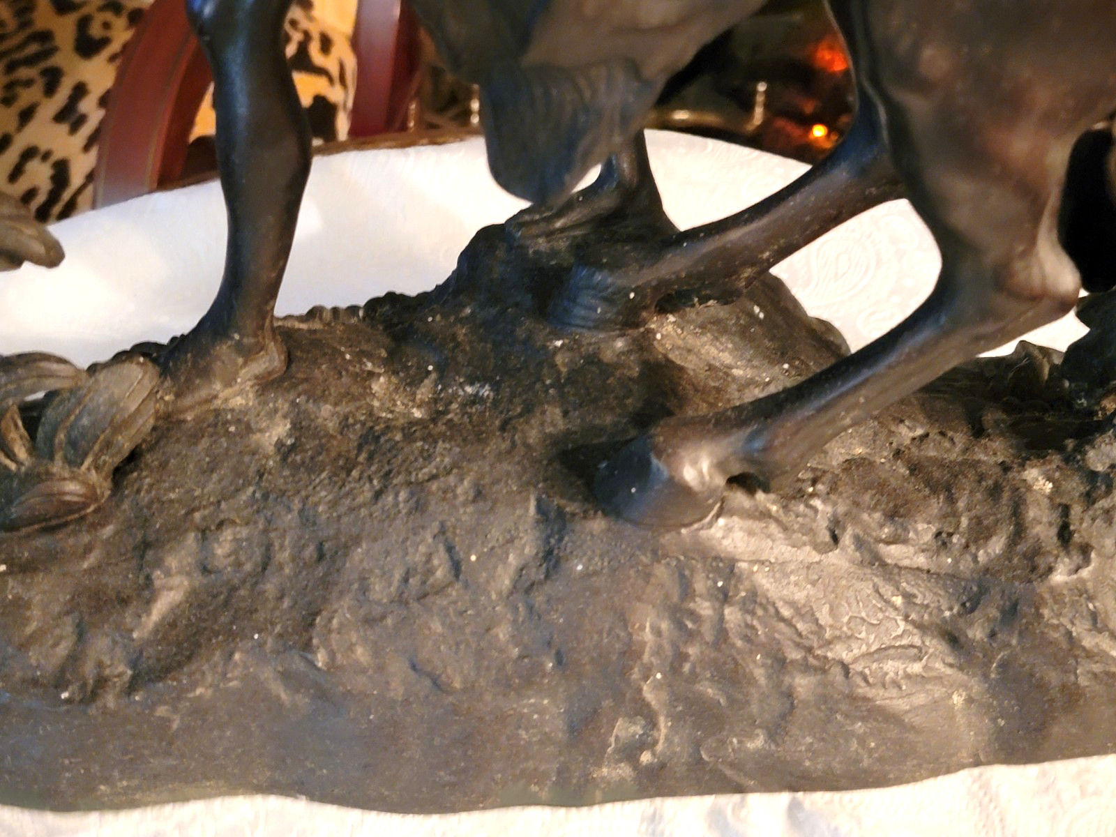 ANTIQUE MARLEY HORSE & GROOM BT GUILLAUME COUSTOU, 16 »L X19.5 »H