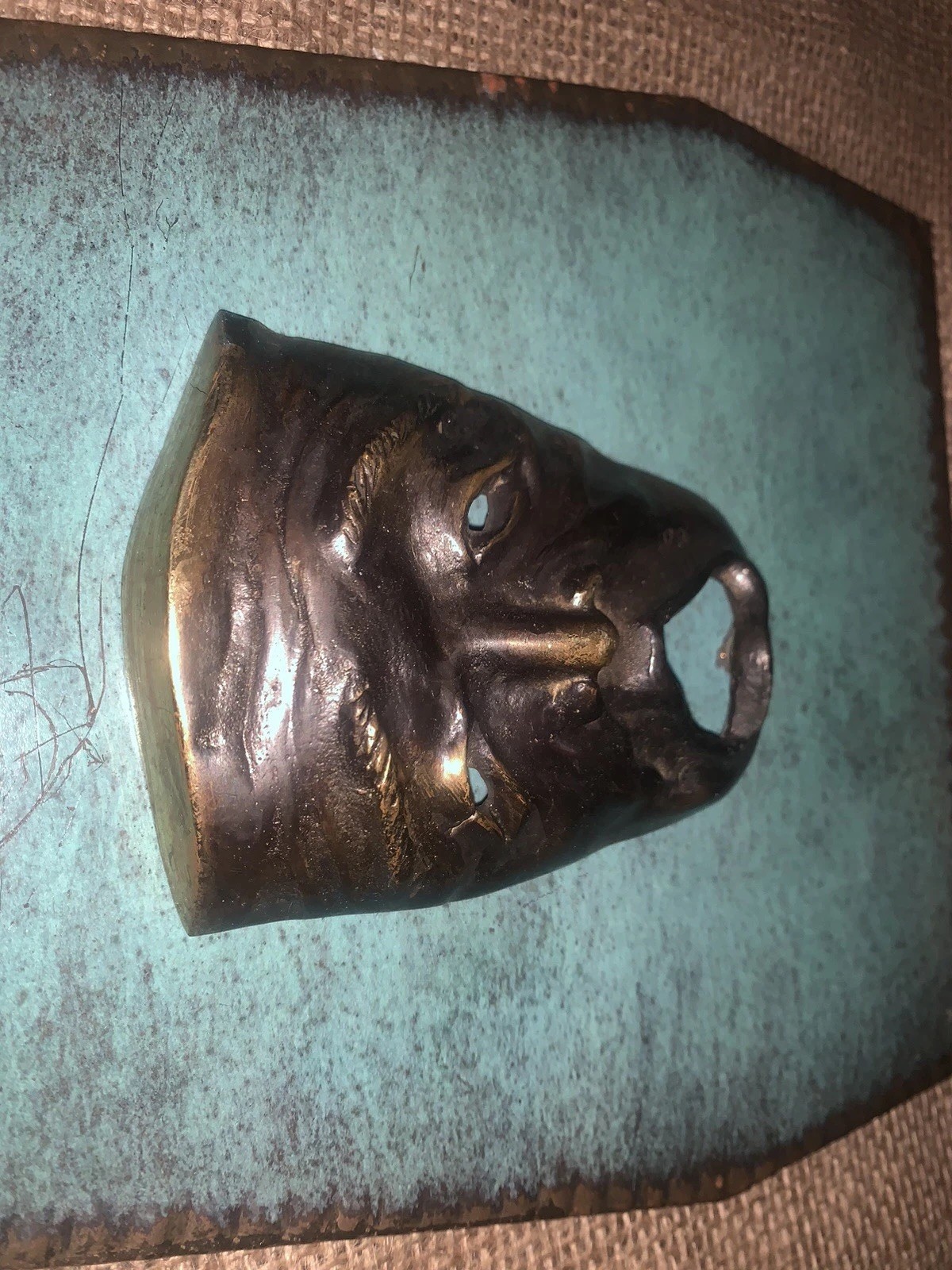 VTG Mouth Of Truth Face Brass Mask Sculpture (3.25×4.5) 7.75”W 9.75”T Tragedy