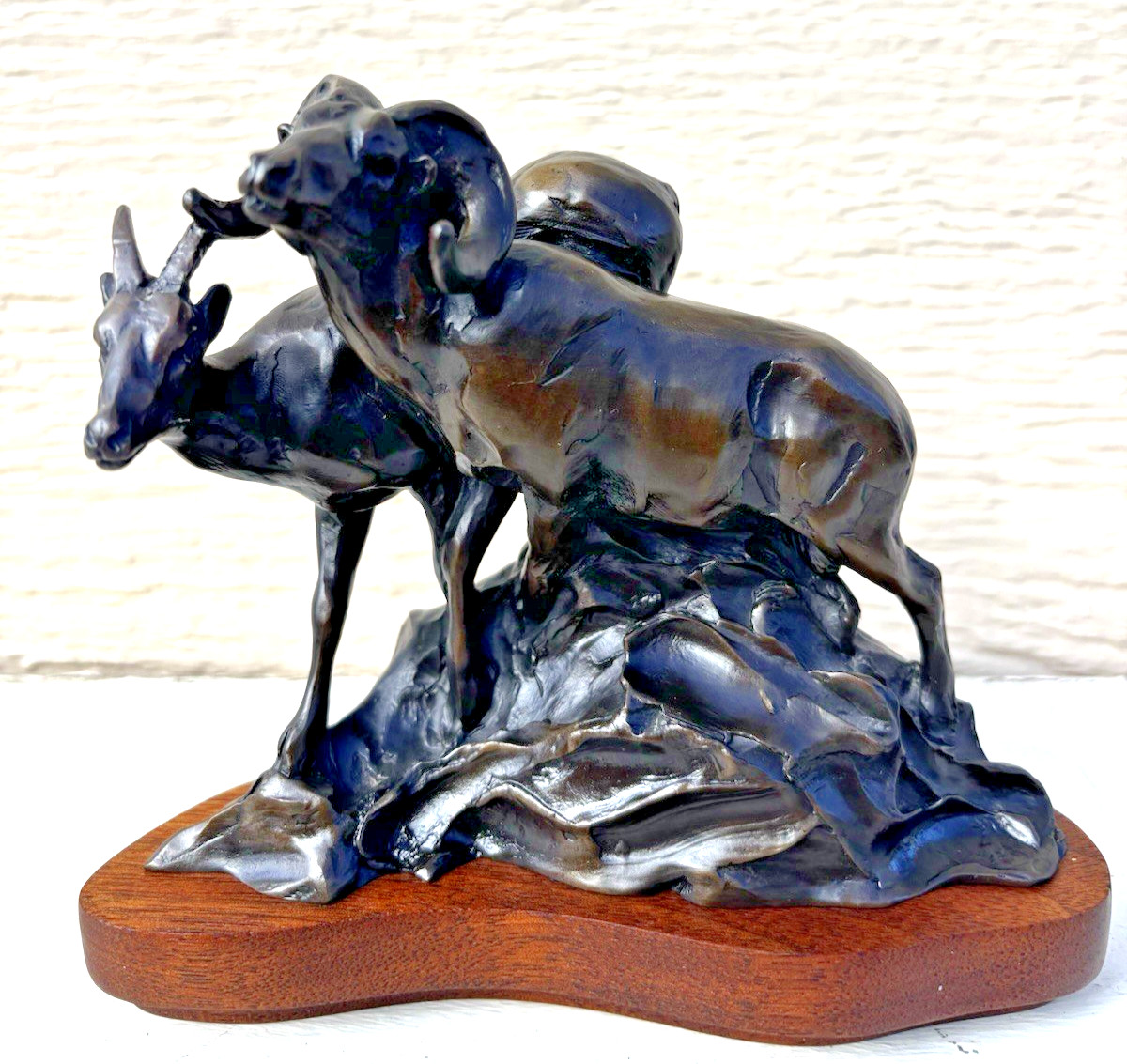 Veryl Goodnight Two Big Horn Bronze Sculpture 1986