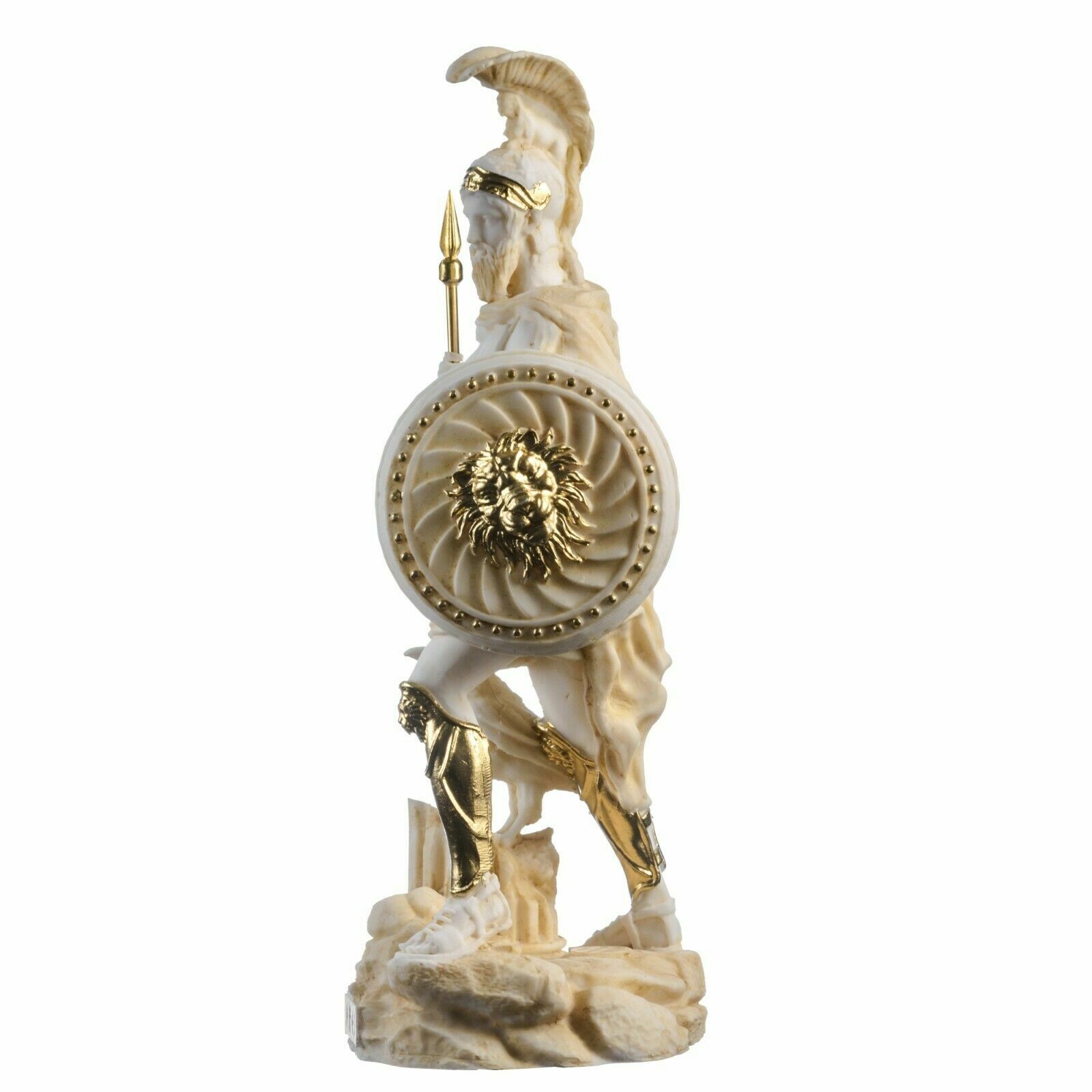 Ares Mars God of War Zeus Son Roman Statue Alabaster Gold Tone 9.84&Prime;