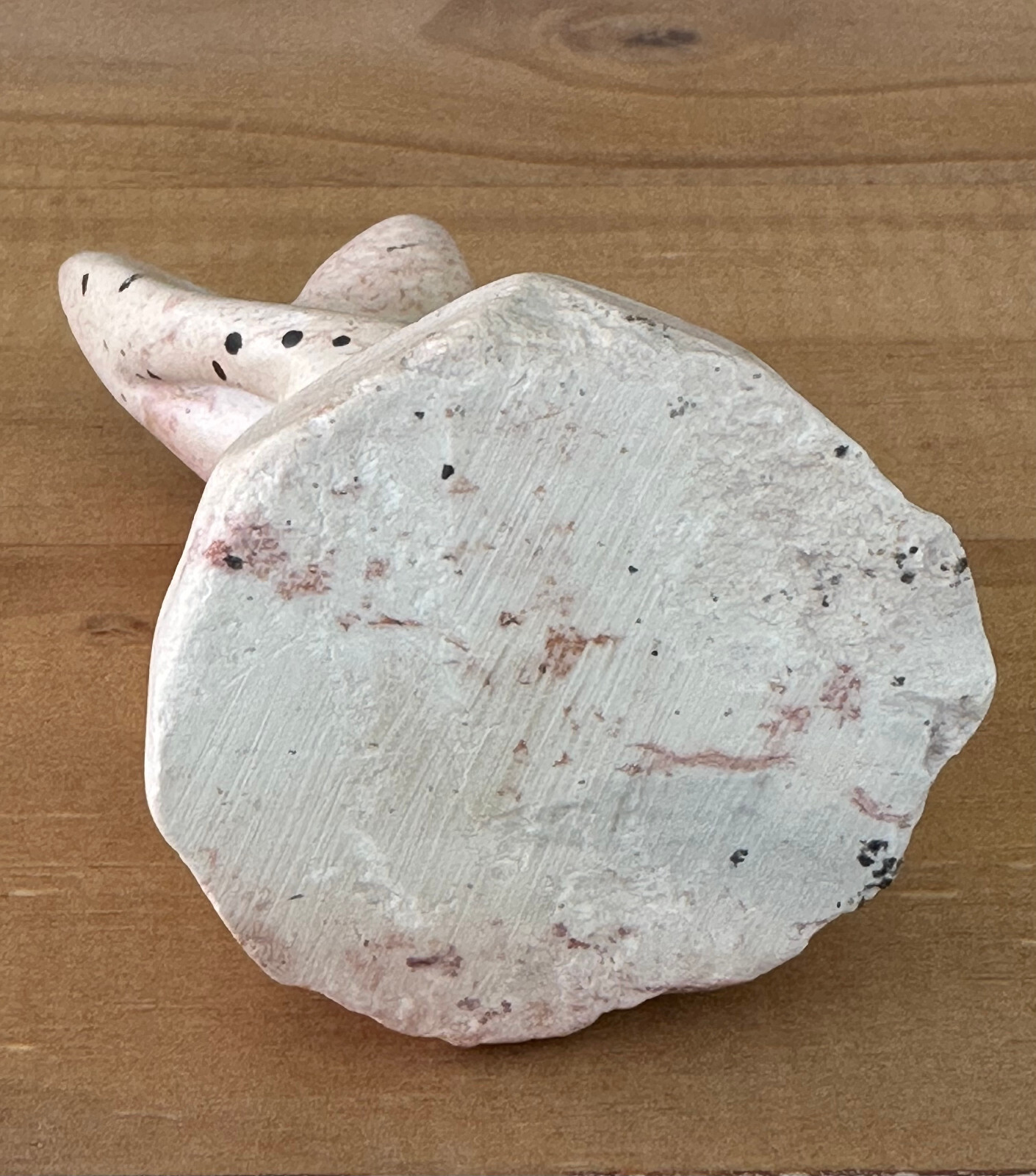 Abstract Modern Carved Stone Art Human Sculpture White With Black Specks 3.25”
