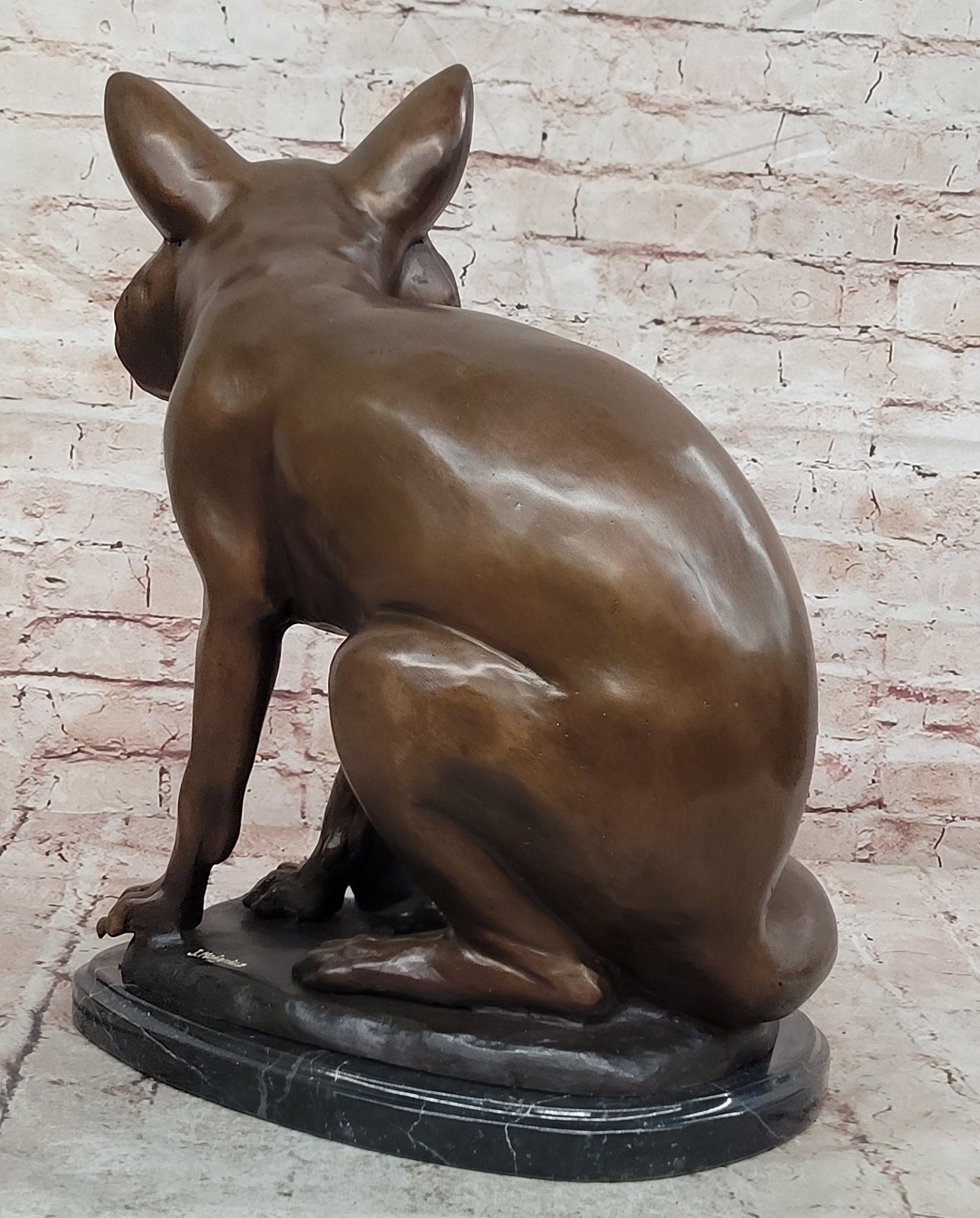 Hand Made Special Patina Extra Large Fox Signed and Numbered Bronze Sculpture