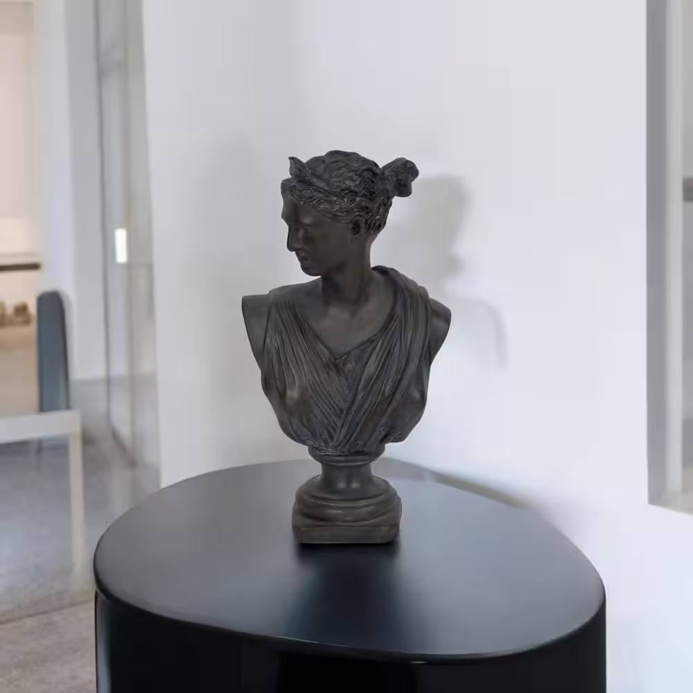 Bronze 6 In. X 12 In. Resin Grecian Bust Distressed Sculpture
