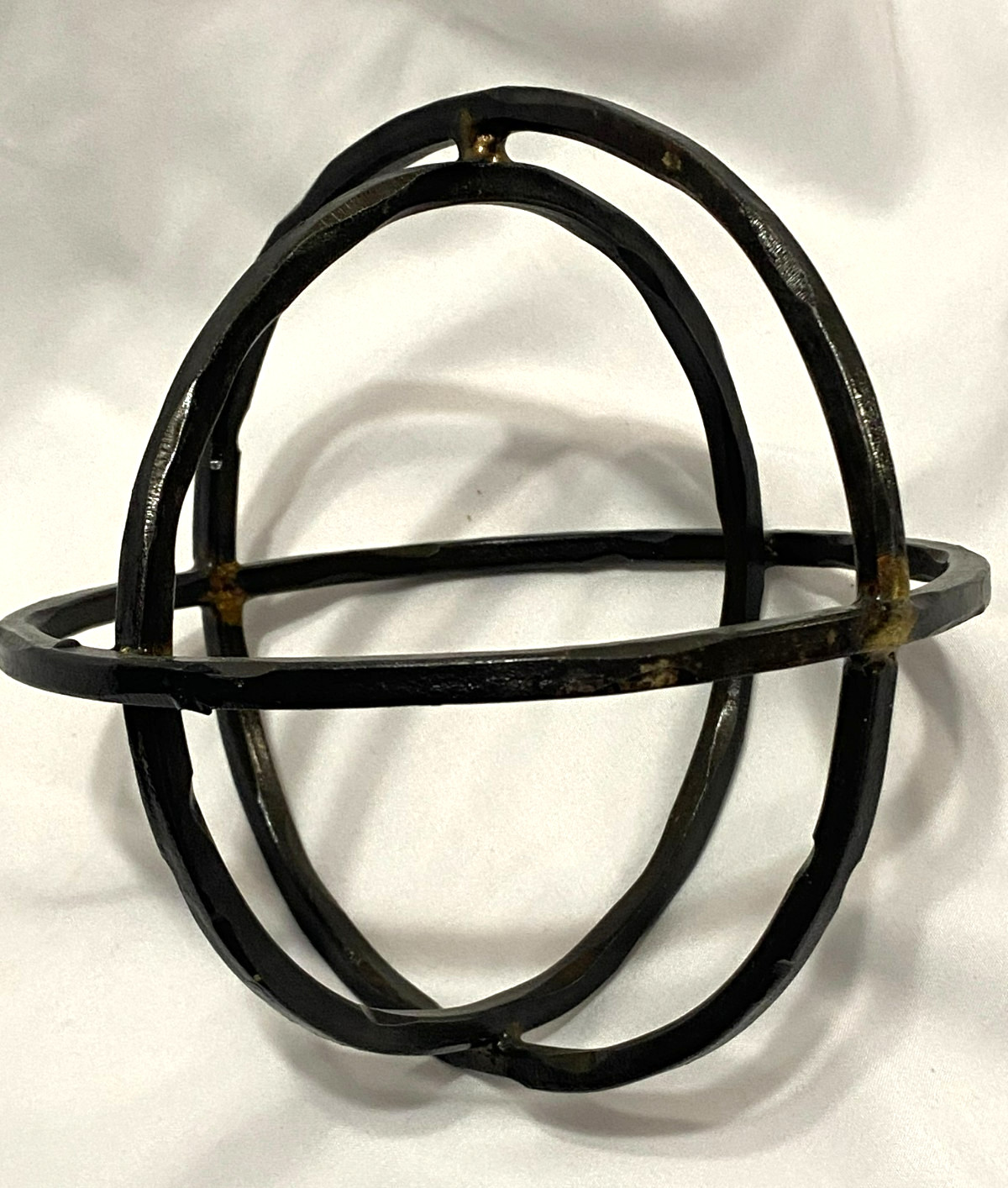 Orb Sculpture Heavy Welded Dark Metal Modern Geometric Circular Construction