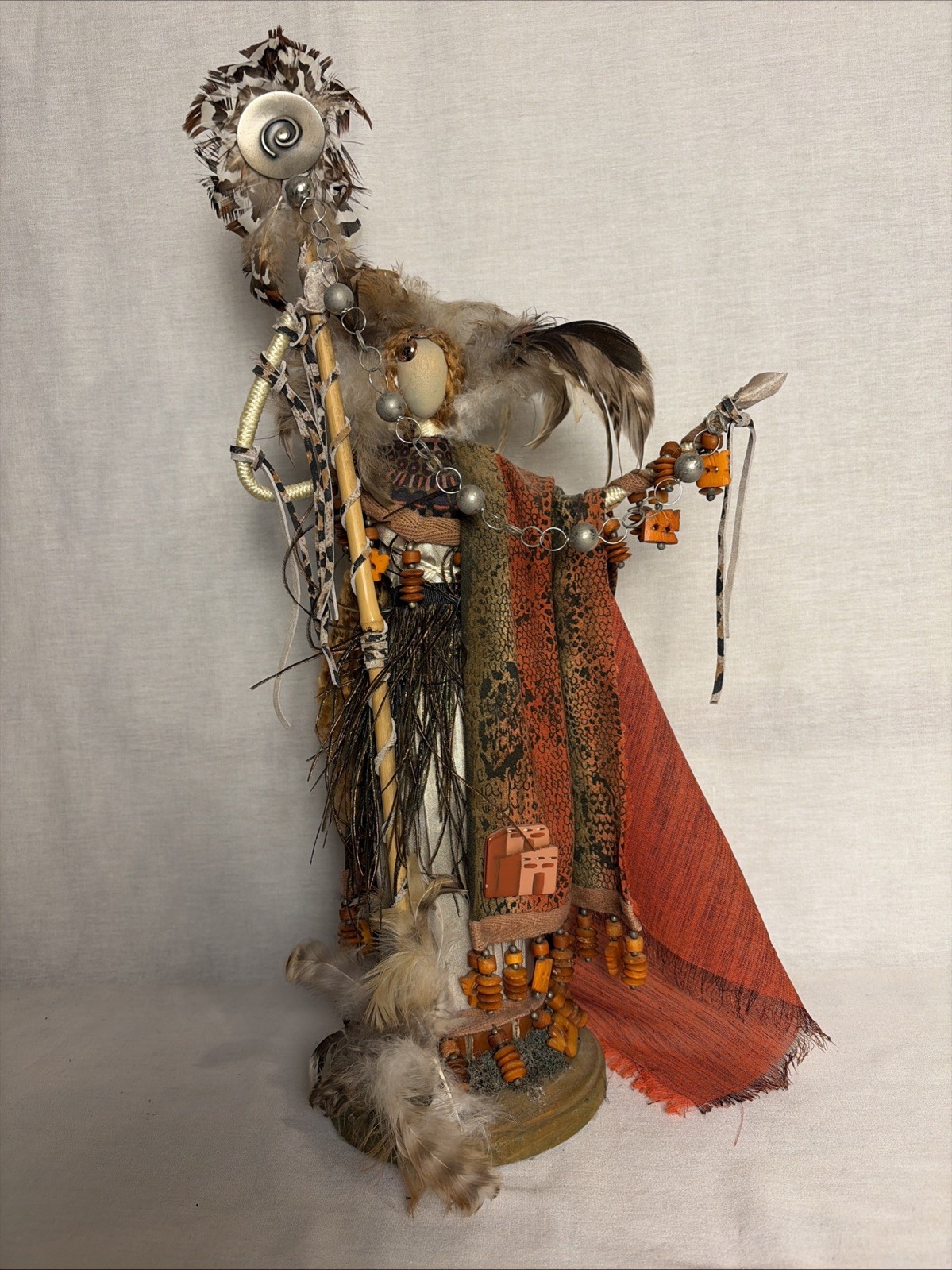 OOAK Spirit Doll Mixed Media Sculpture Assemblage Shaman Art Figurine 18&Prime;