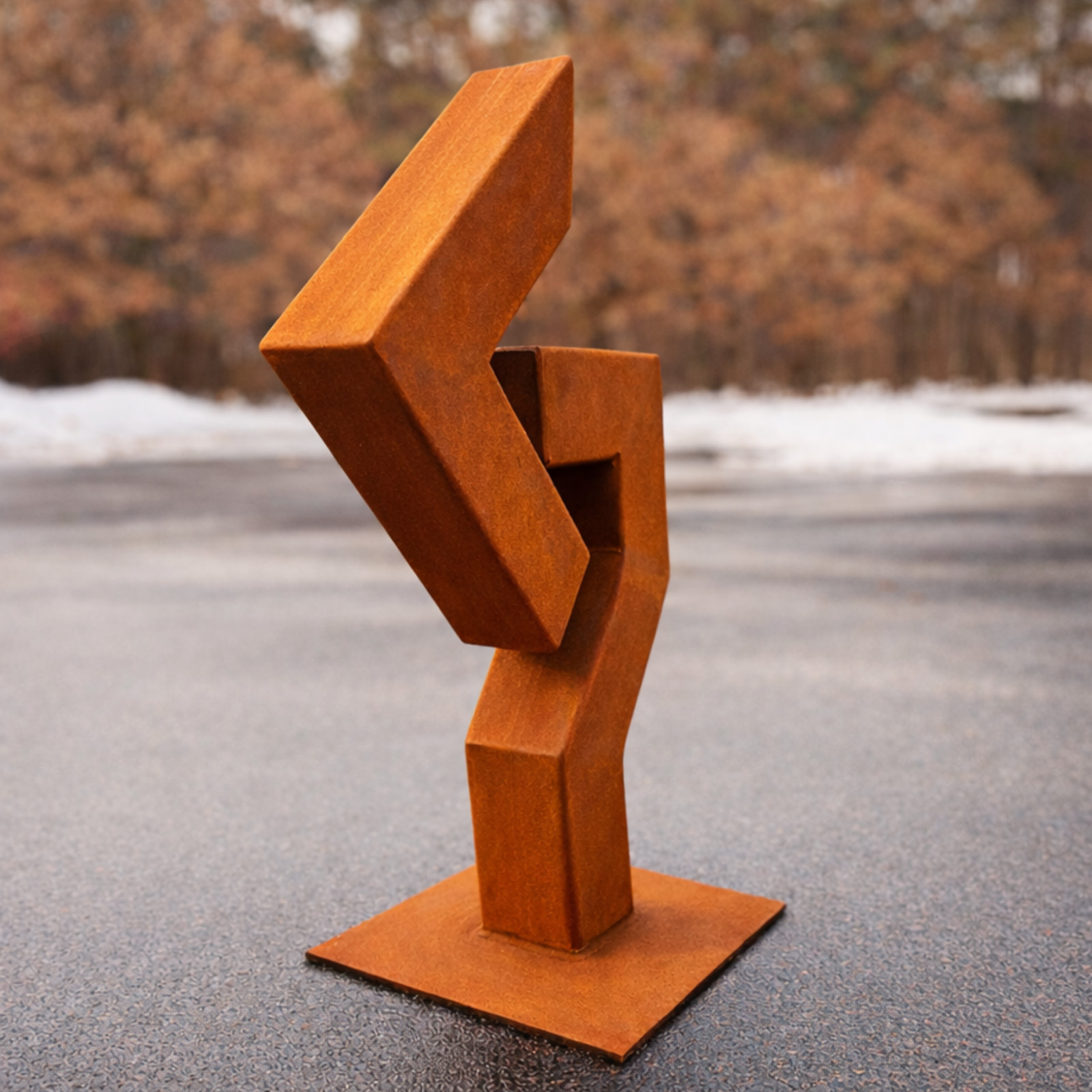 Handcrafted Rusted Steel Garden Sculpture 30” – Modern Geometric Outdoor Art