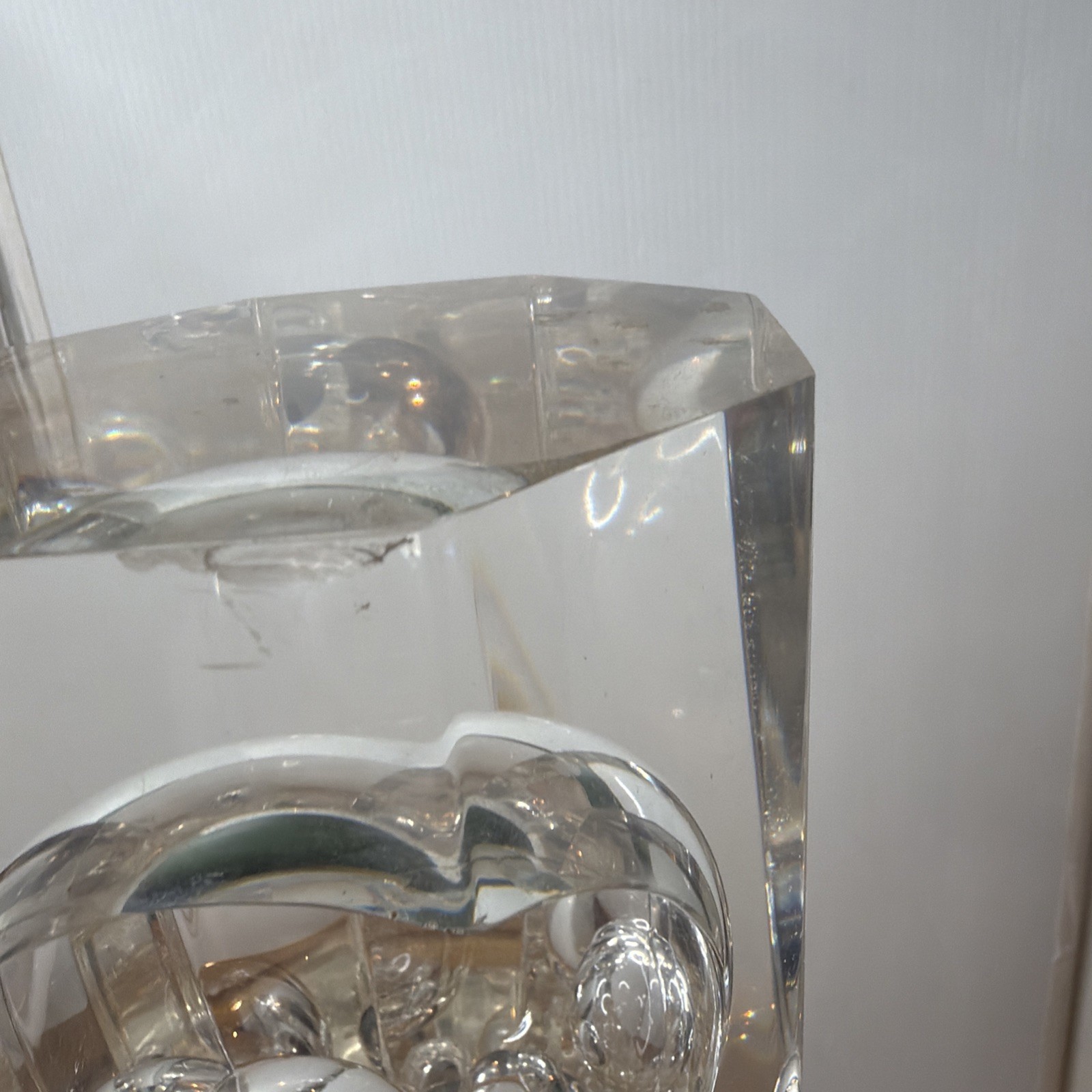 Vintage Mid Century Modern Lucite Bubble Sculpture 8-Sided Geometric Art