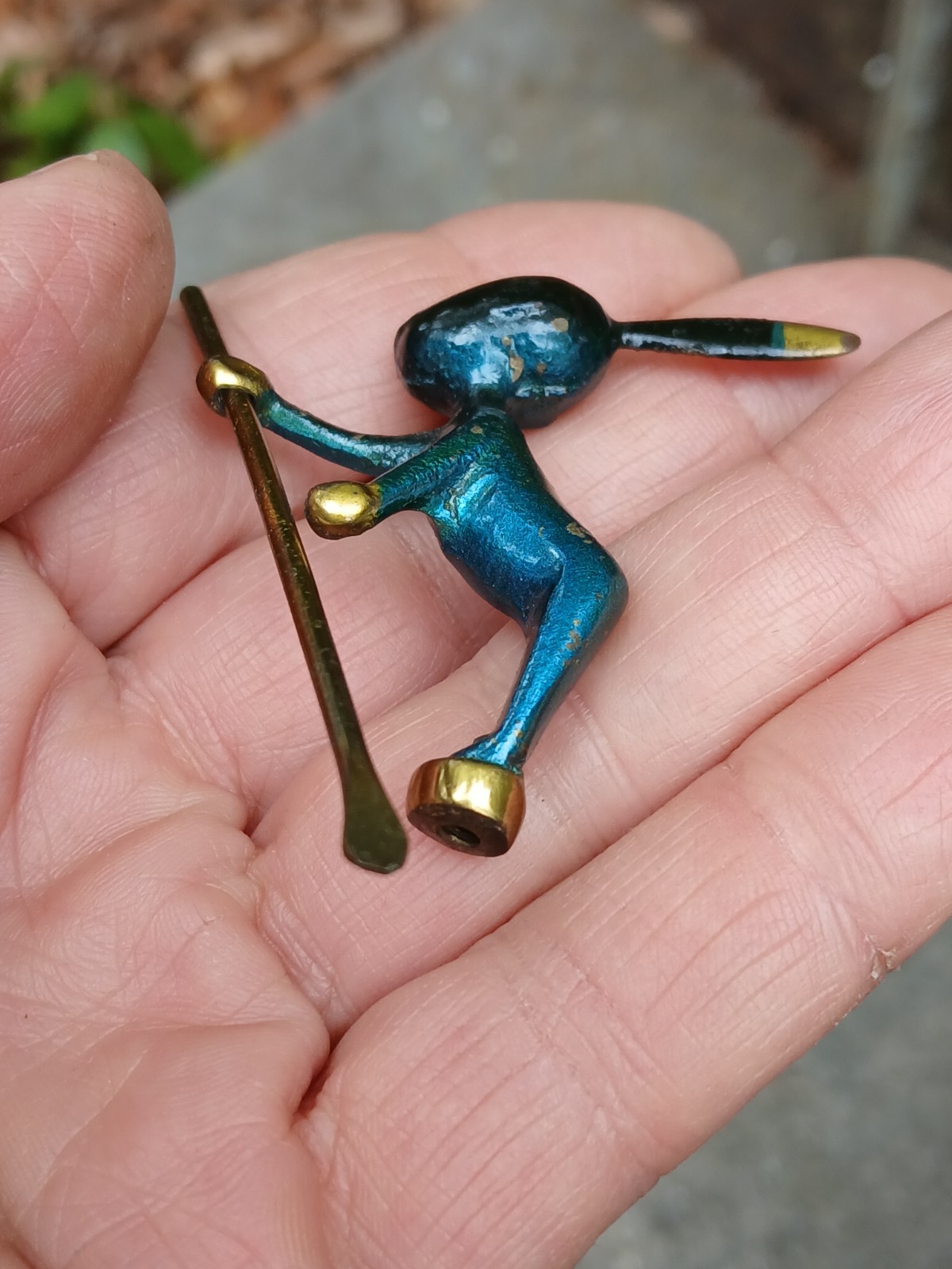 Vintage Single Native Goes With Canoe Sculpture Bronze Hagenauer Austria 1930s
